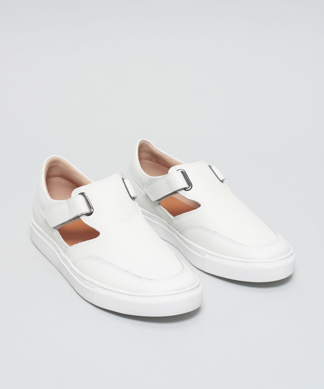 Tenis Couro Recorte Ilhoses - Branco Branco 2