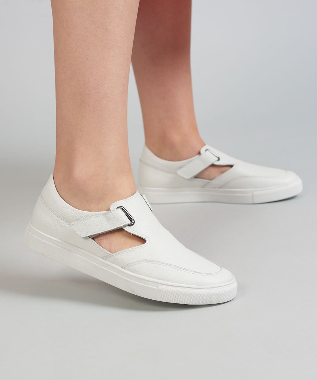 Tenis Couro Recorte Ilhoses - Branco Branco 5