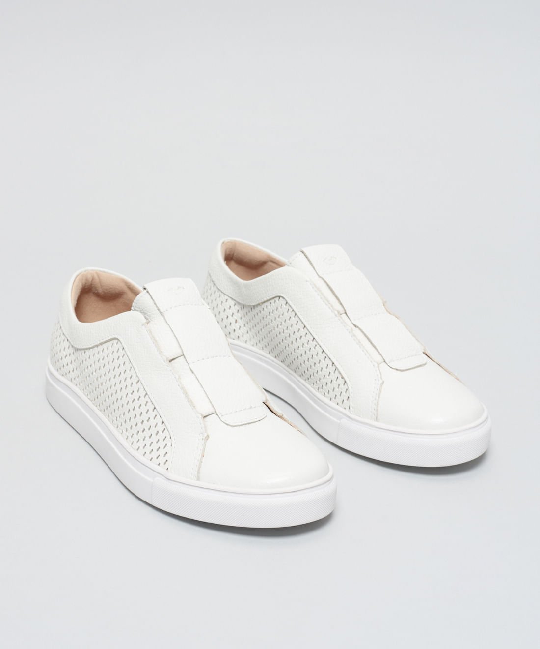 Tenis Elastico Perfuros - Branco Branco 2
