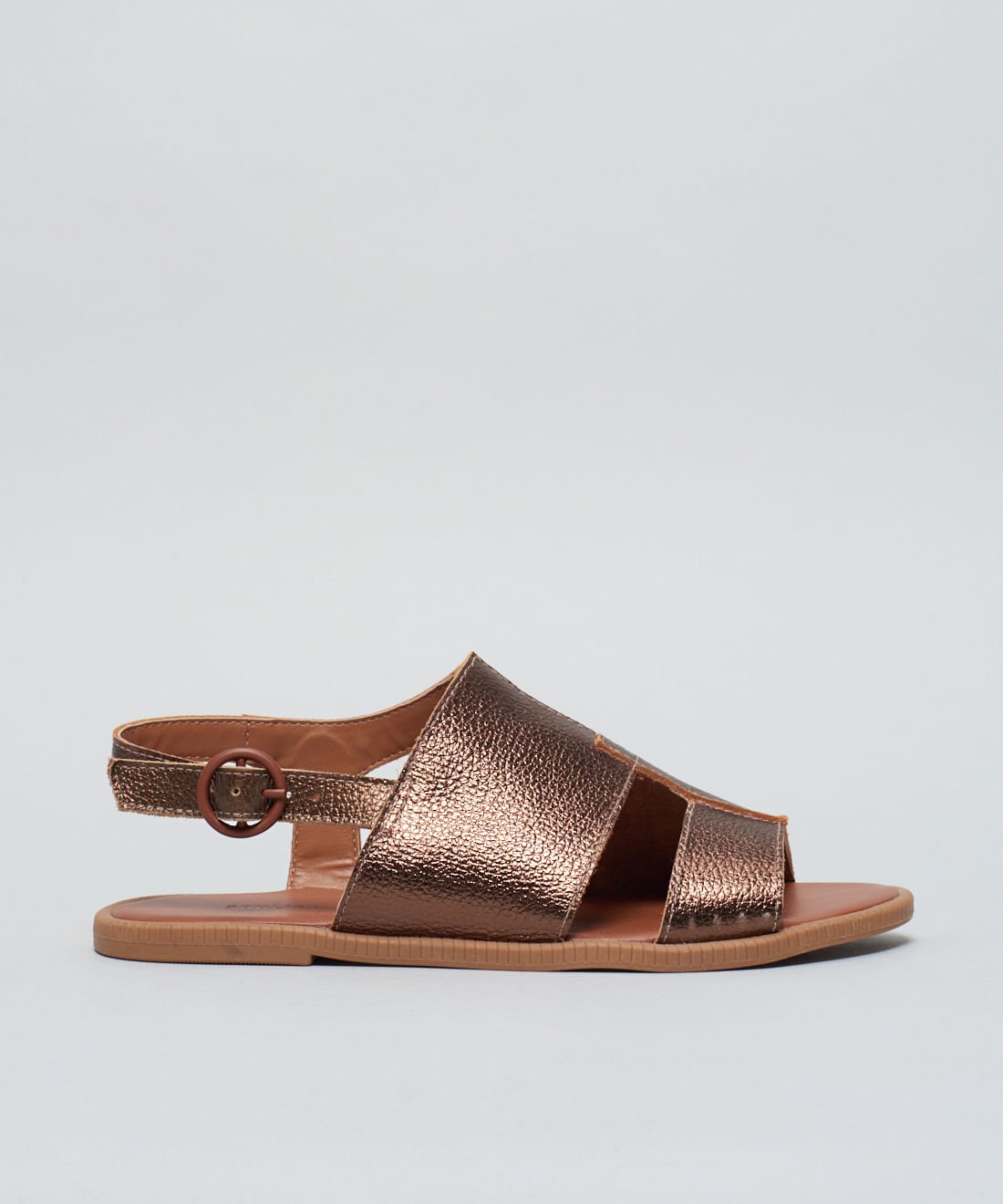 Rasteira Couro Sobreposicao - Bronze Marrom 2