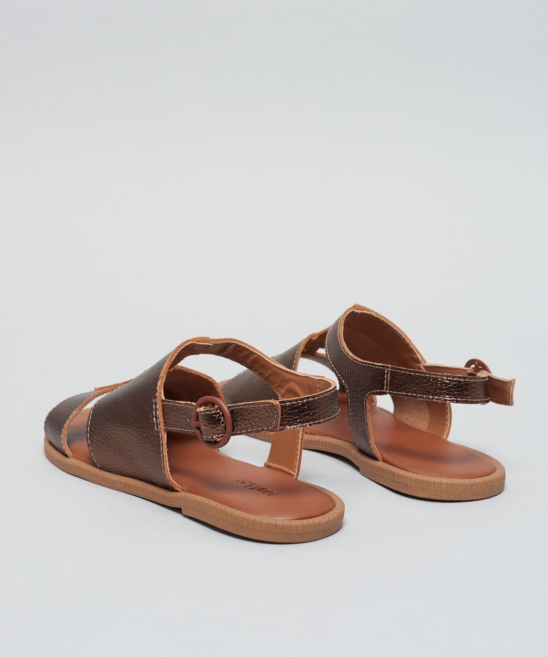 Rasteira Couro Sobreposicao - Bronze Marrom 4