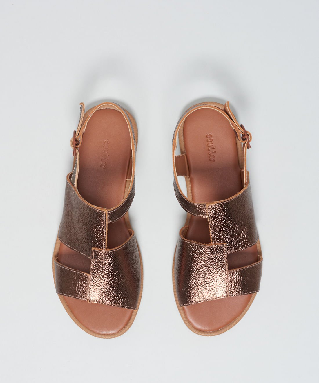 Rasteira Couro Sobreposicao - Bronze Marrom 5