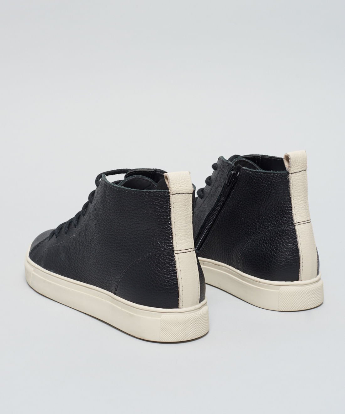 Tênis Couro Médio Zíper - Preto Preto 4