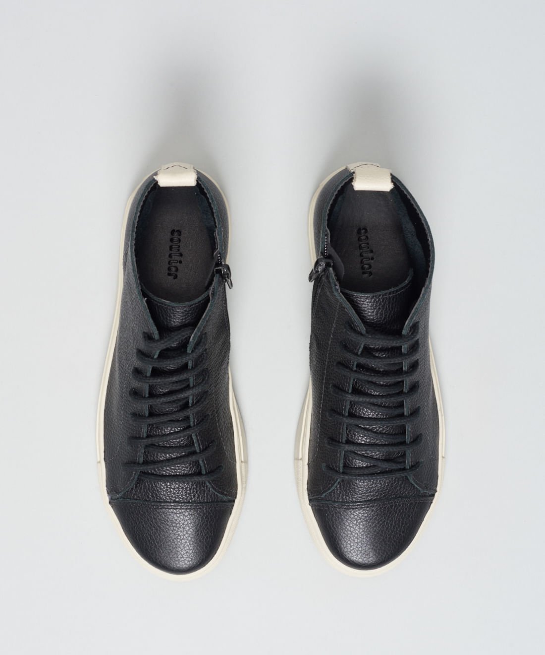 Tênis Couro Médio Zíper - Preto Preto 5