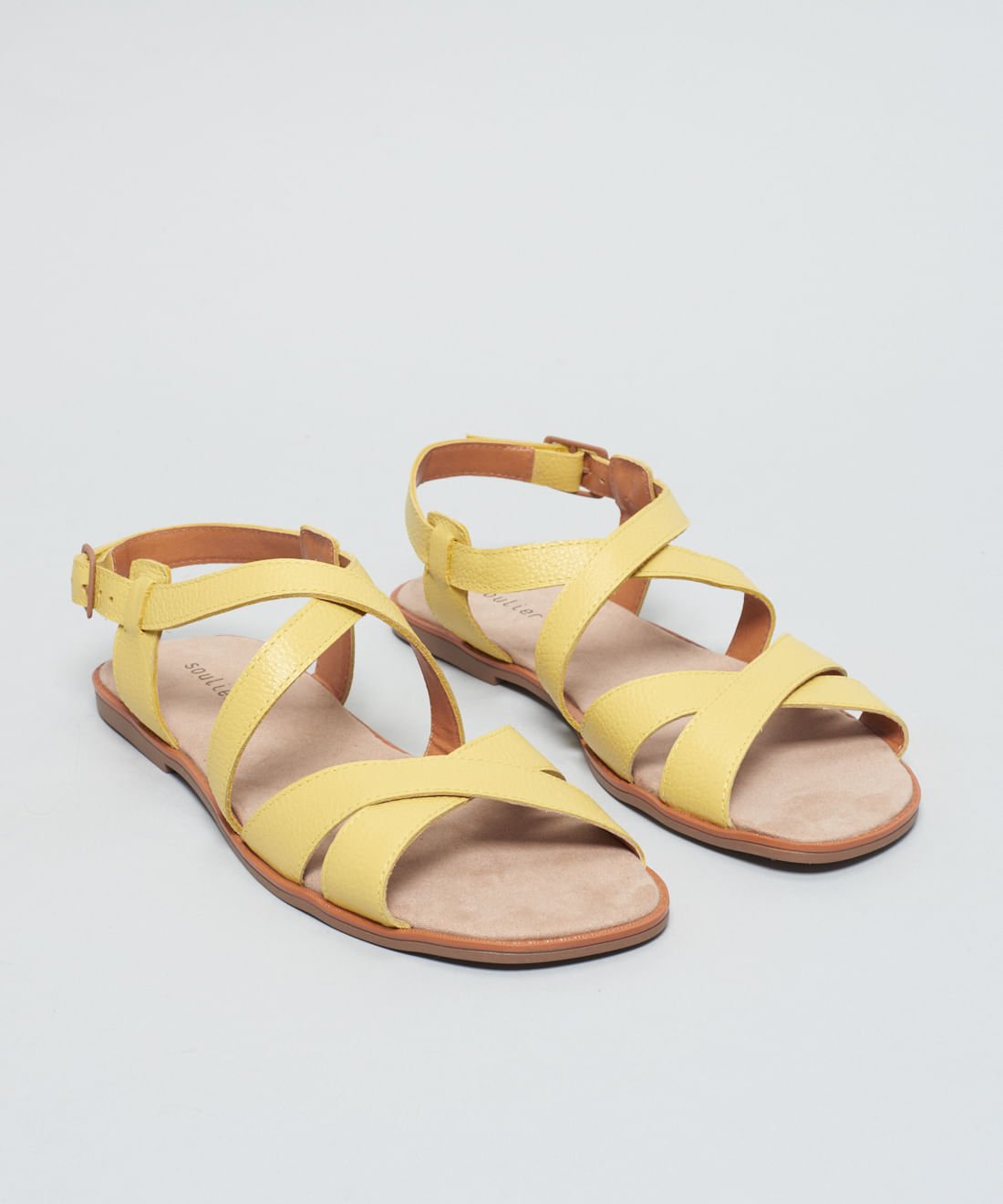 Rasteira Couro Duplo x - Amarelo Polen Amarelo 2