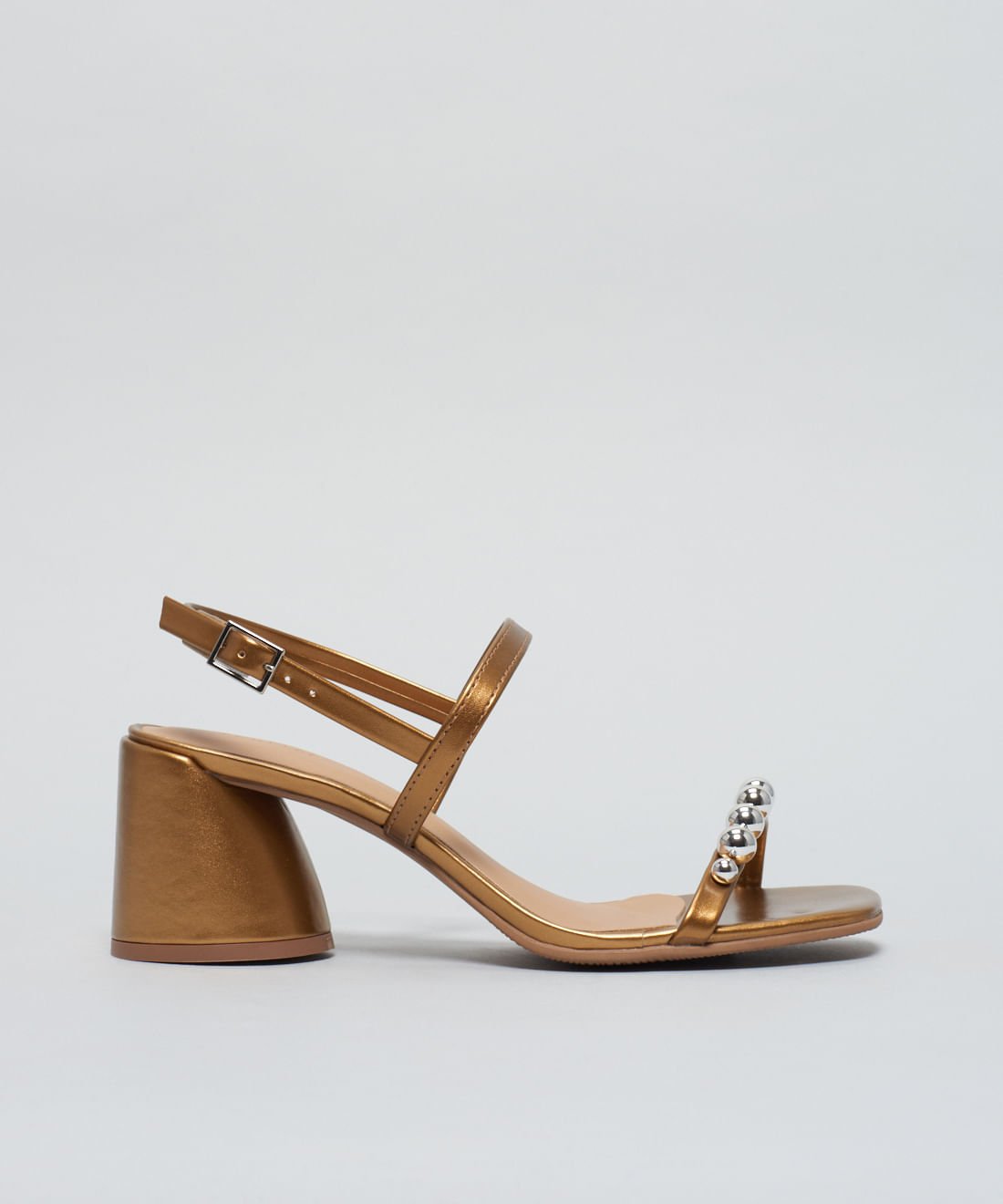 Sandalia Media Bolinha Metal - Bronze Marrom 1