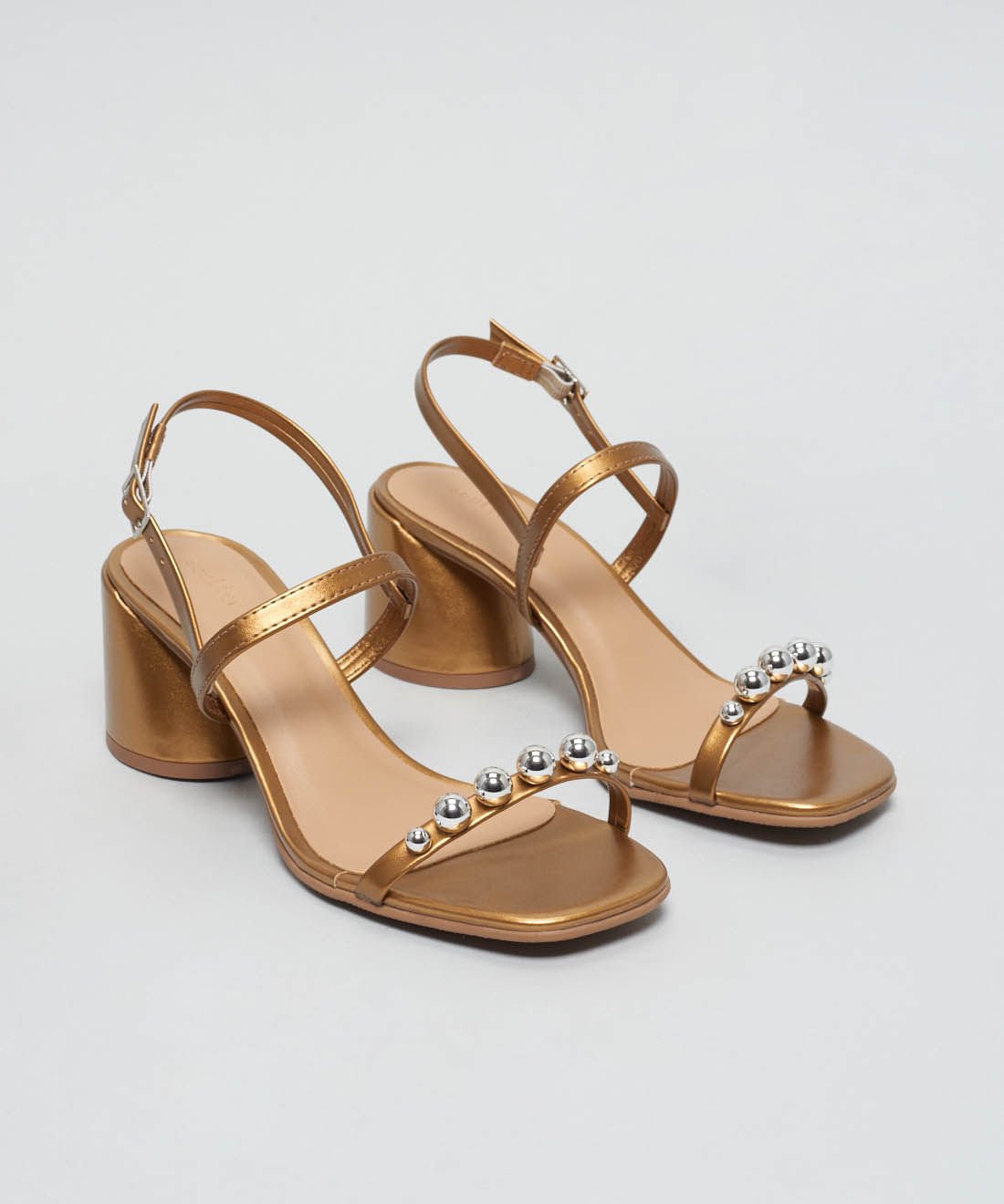 Sandalia Media Bolinha Metal - Bronze Marrom 2