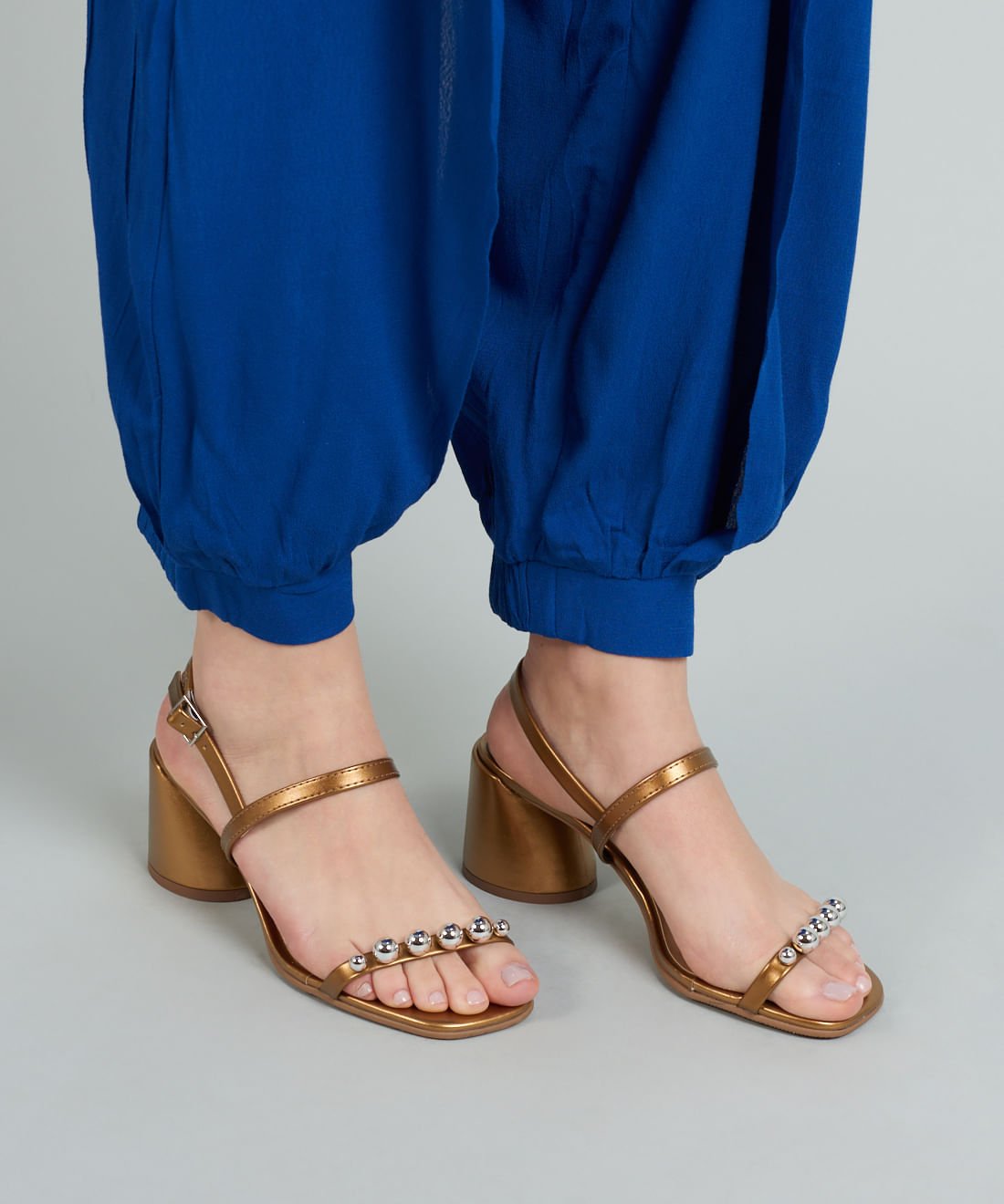 Sandalia Media Bolinha Metal - Bronze Marrom 5