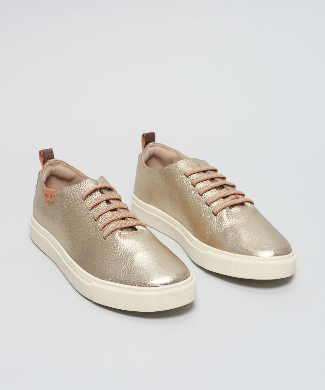 Tenis Couro Pratico - Prata Velho Dourado 2