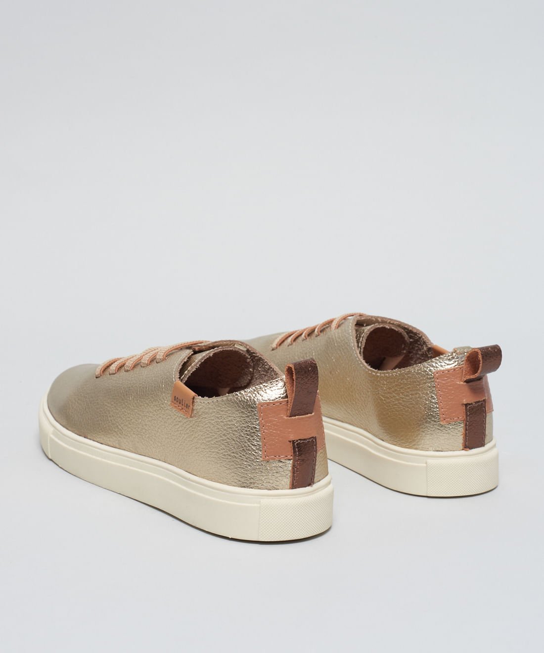 Tenis Couro Pratico - Prata Velho Dourado 3