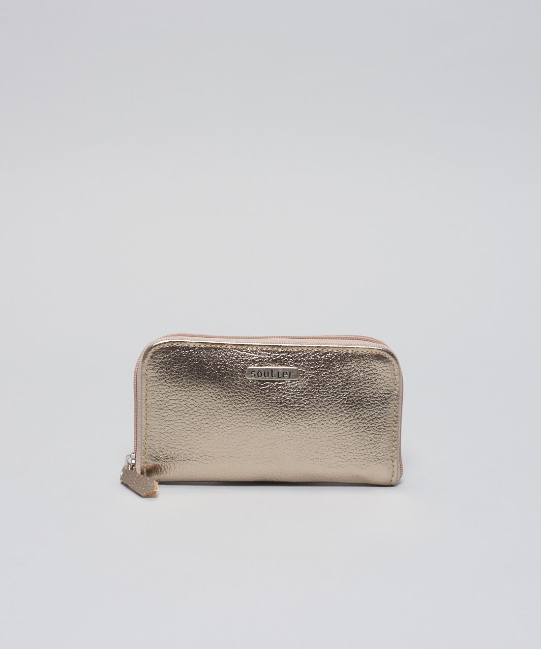 Carteira m Couro Ziper - Prata Velho