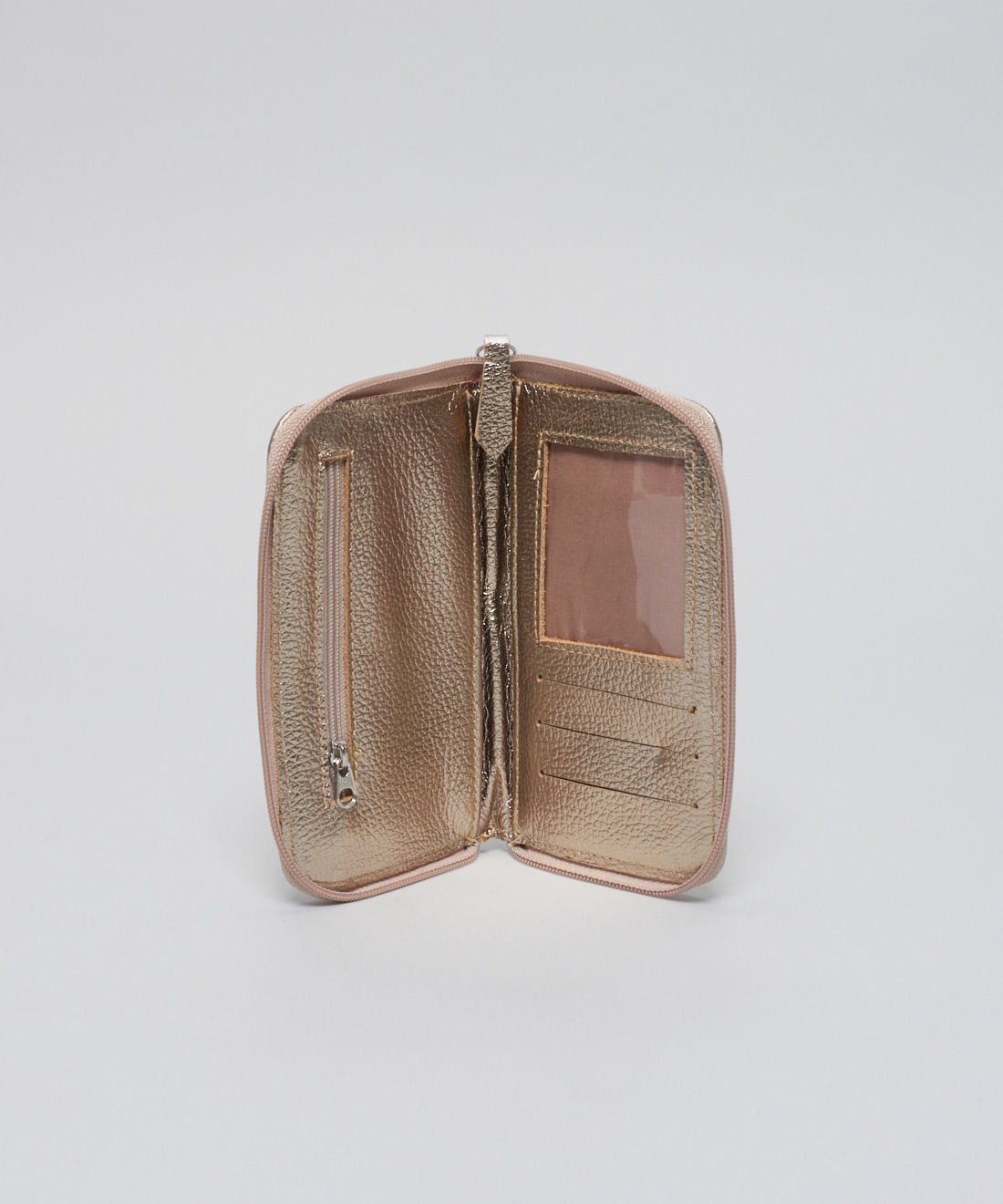 Carteira m Couro Ziper - Prata Velho Prata Velho 3