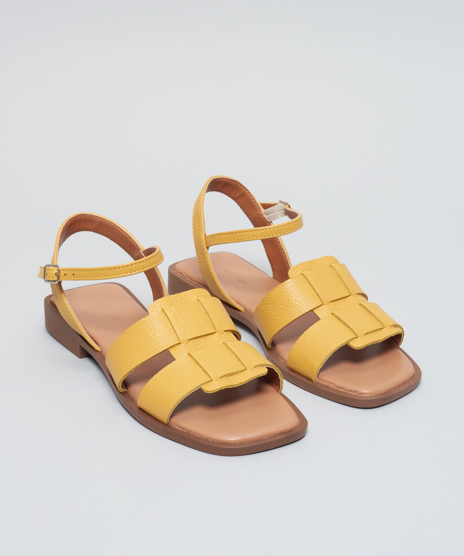 Rasteira Couro Pescador Duo - Mostarda Amarelo 2