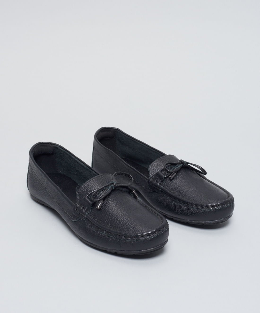 Mocassim Couro Detalhe - Preto Preto 2