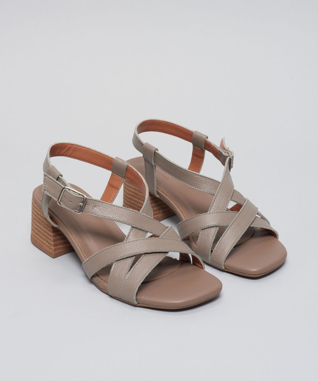 Sandalia Media Couro Heloisa - Cinza Cinza 2