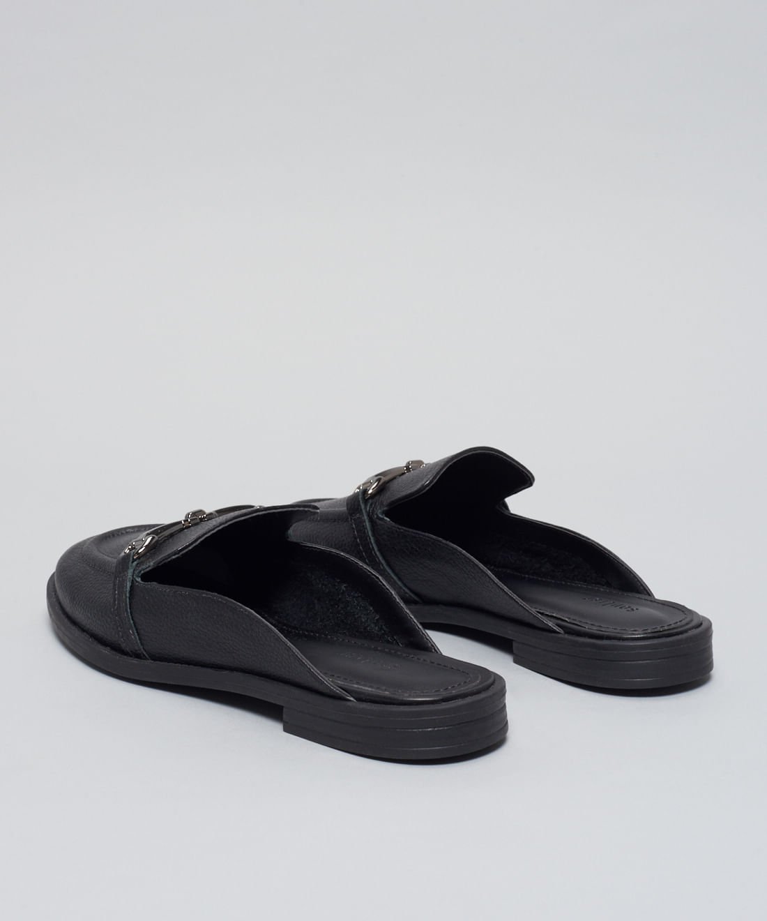 Mocassim Mule Couro - Preto Preto 3