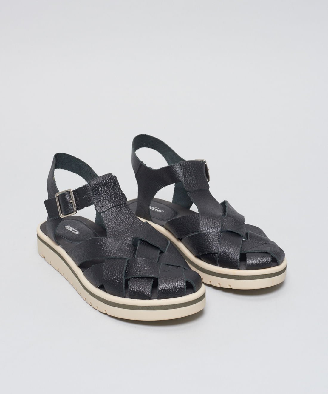 Rasteira Tratorada Entrelace - Preto/Off White Preto/Off White 2