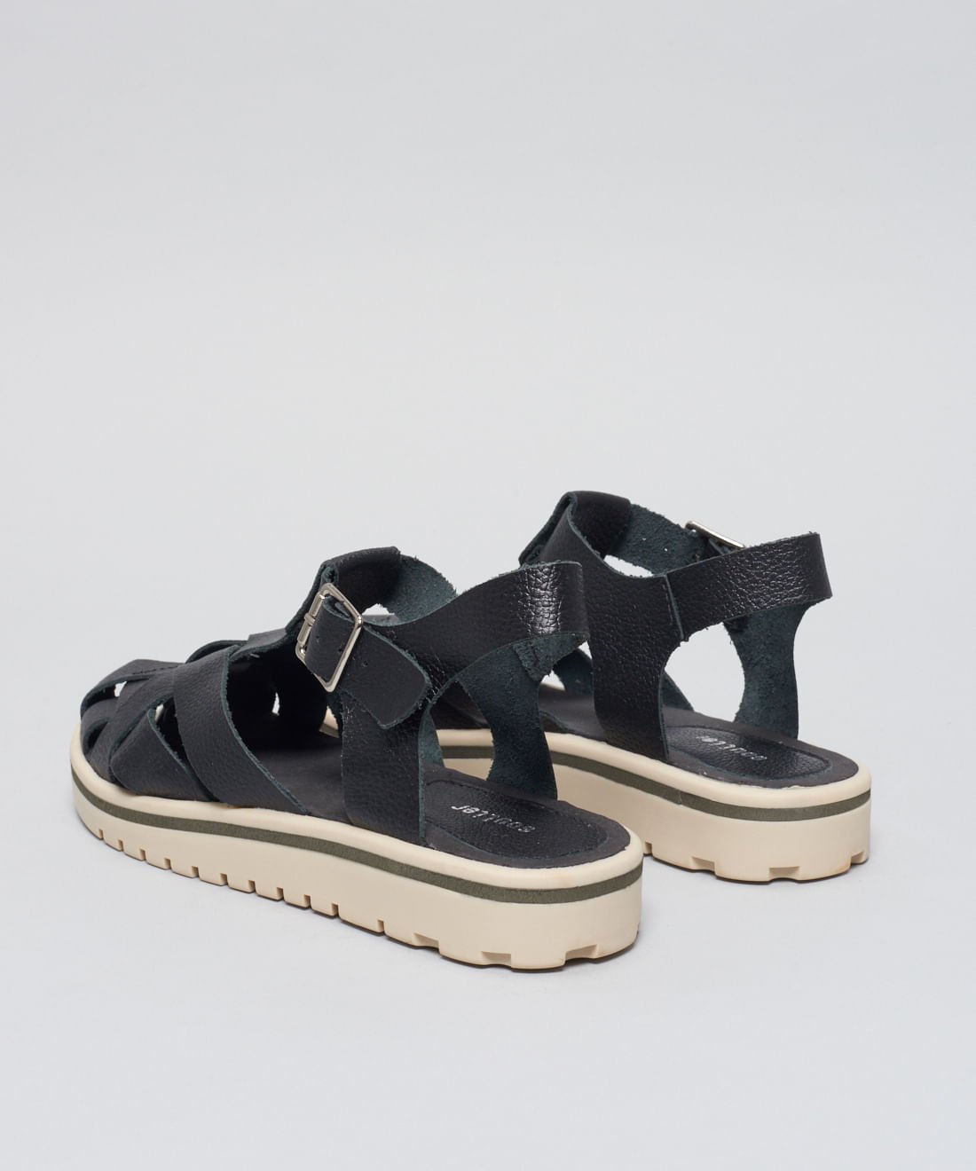 Rasteira Tratorada Entrelace - Preto/Off White Preto/Off White 3