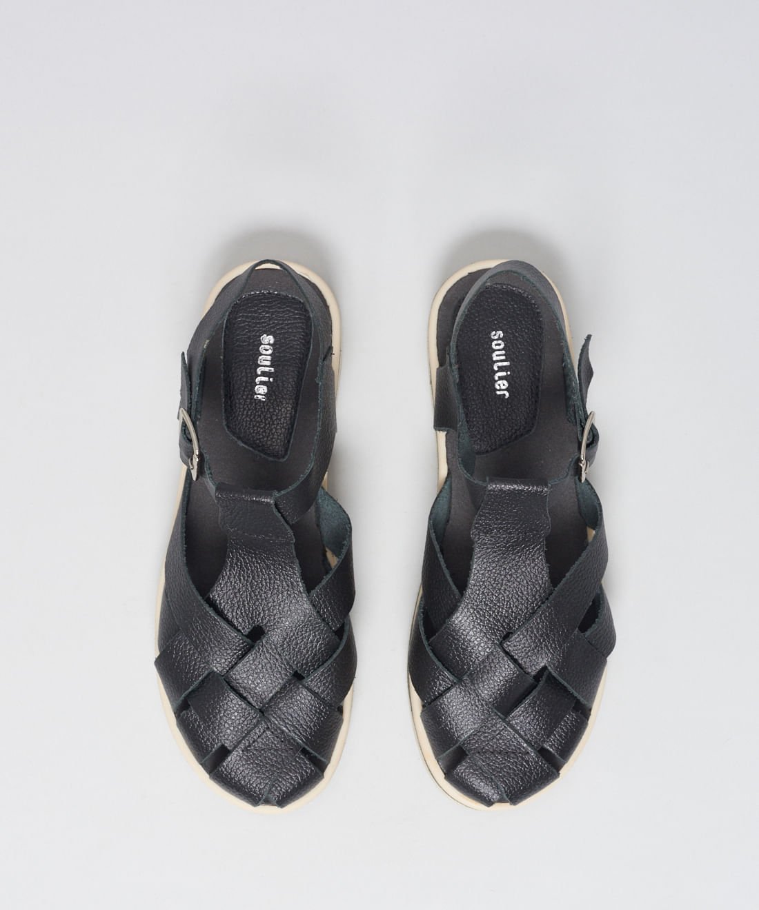 Rasteira Tratorada Entrelace - Preto/Off White Preto/Off White 4