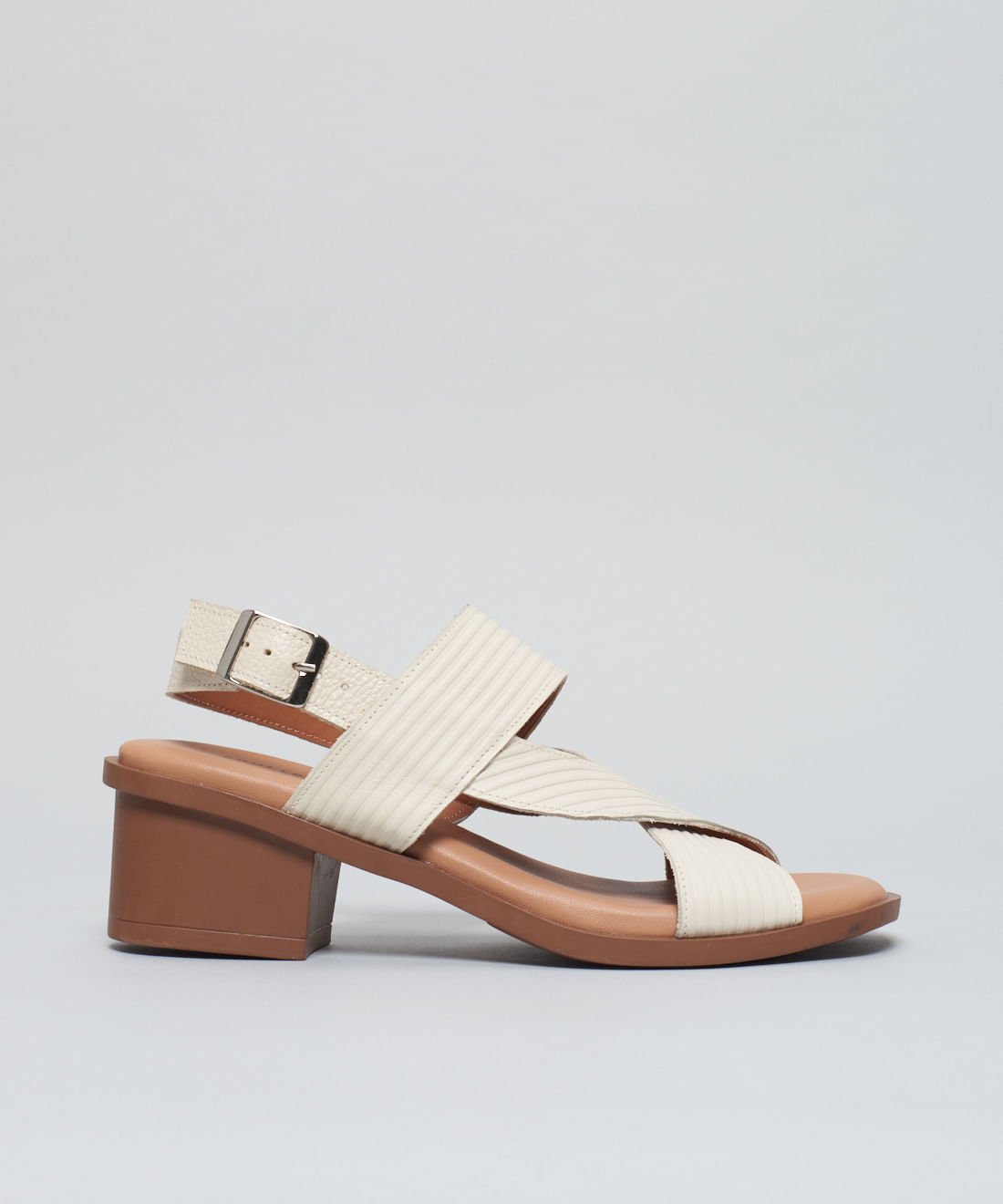 Sandalia Media Couro Cotele - Offwhite