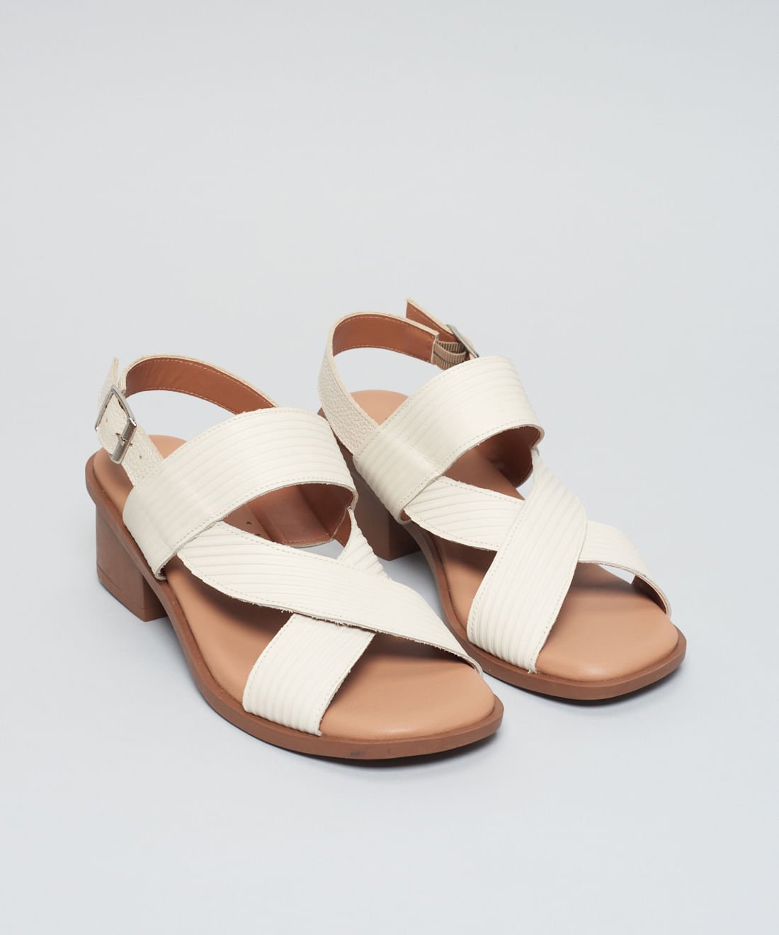 Sandalia Media Couro Cotele - Offwhite Off White 2