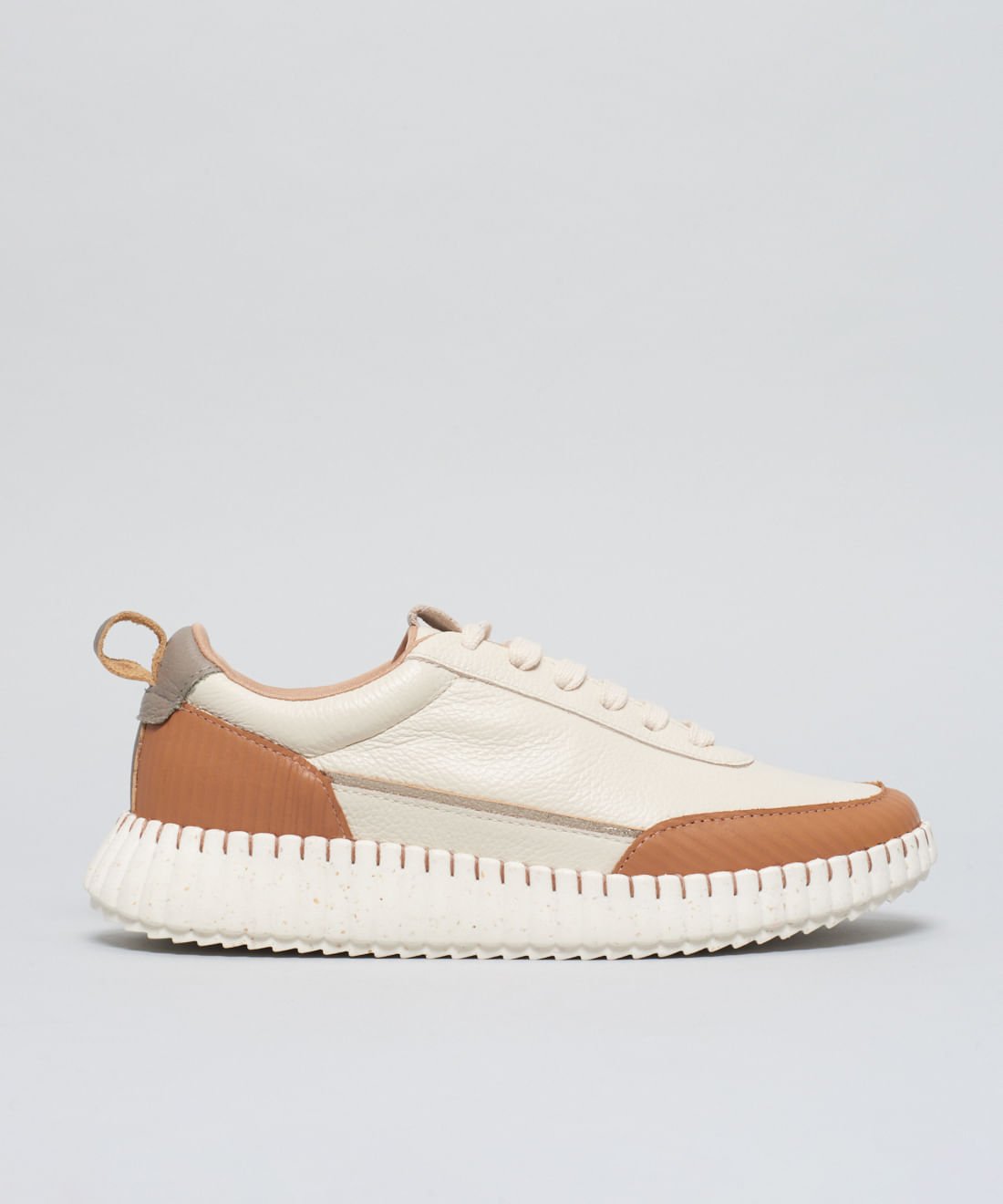 Tenis Lara Couro Cotele - Offwhite