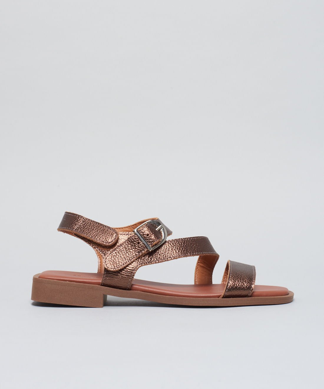 Rasteira Couro Tiras Renata - Bronze