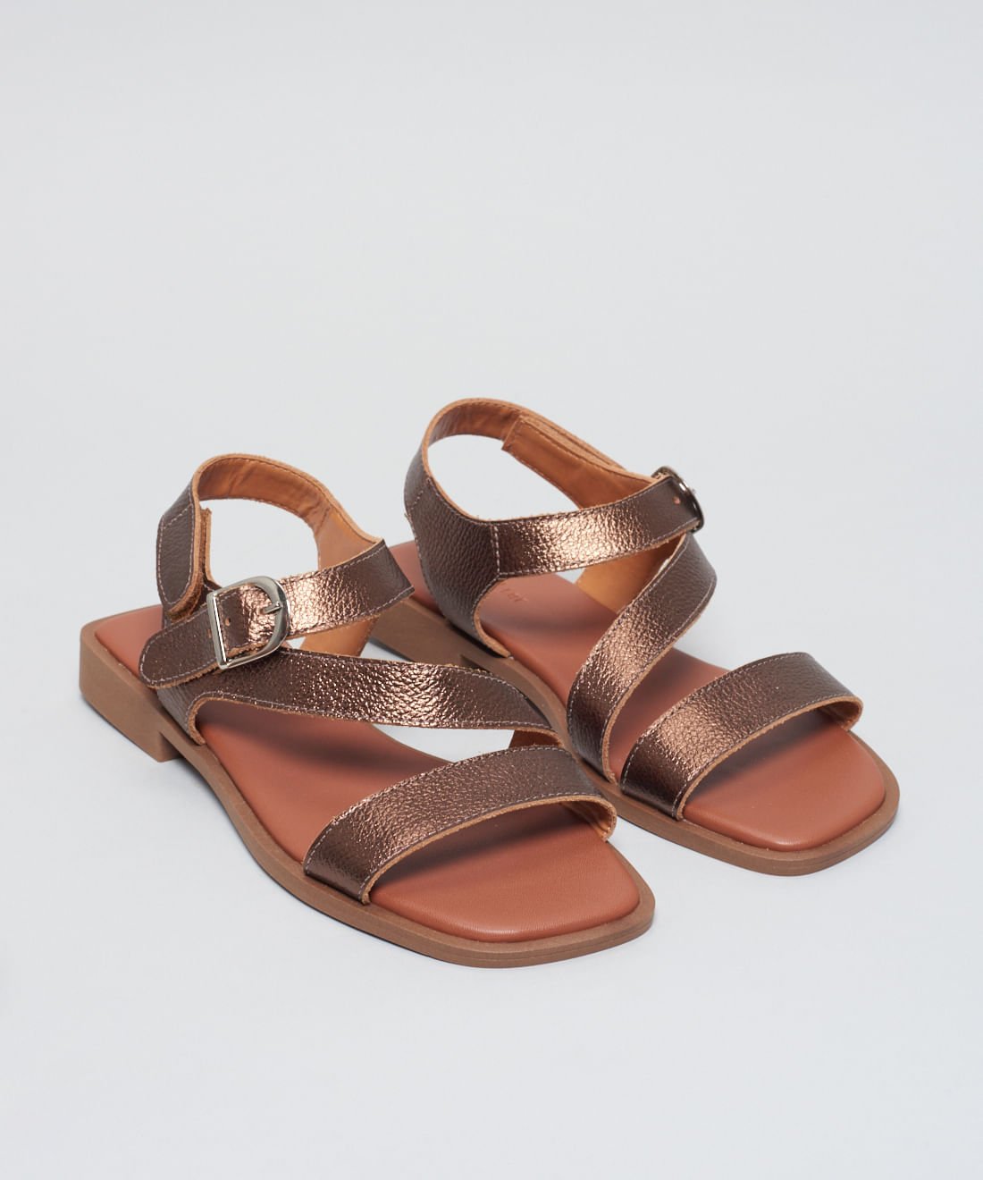 Rasteira Couro Tiras Renata - Bronze Bronze 2