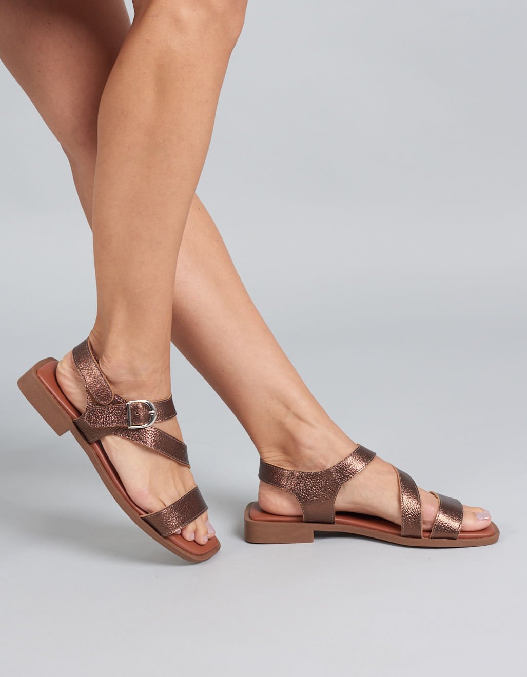 Rasteira Couro Tiras Renata - Bronze Bronze 5