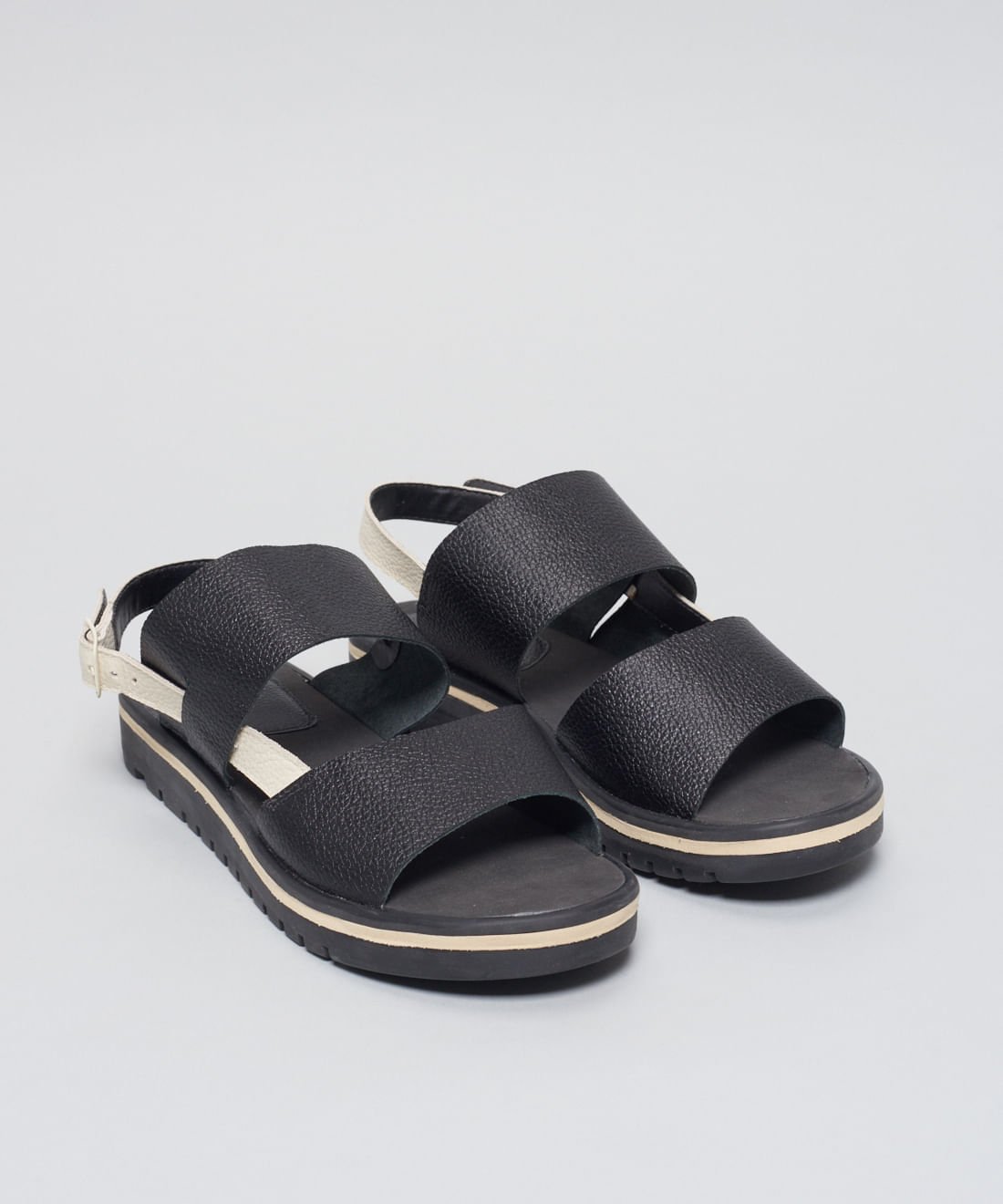 Rasteira Tratorada Manu - Preto Preto/Branco 2