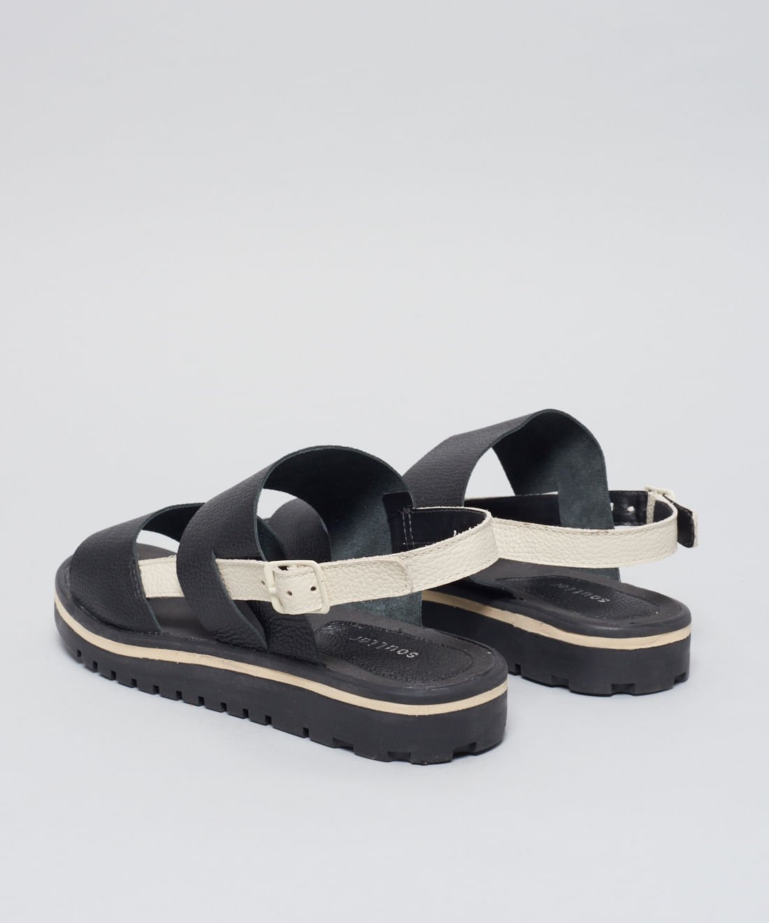 Rasteira Tratorada Manu - Preto Preto/Branco 3