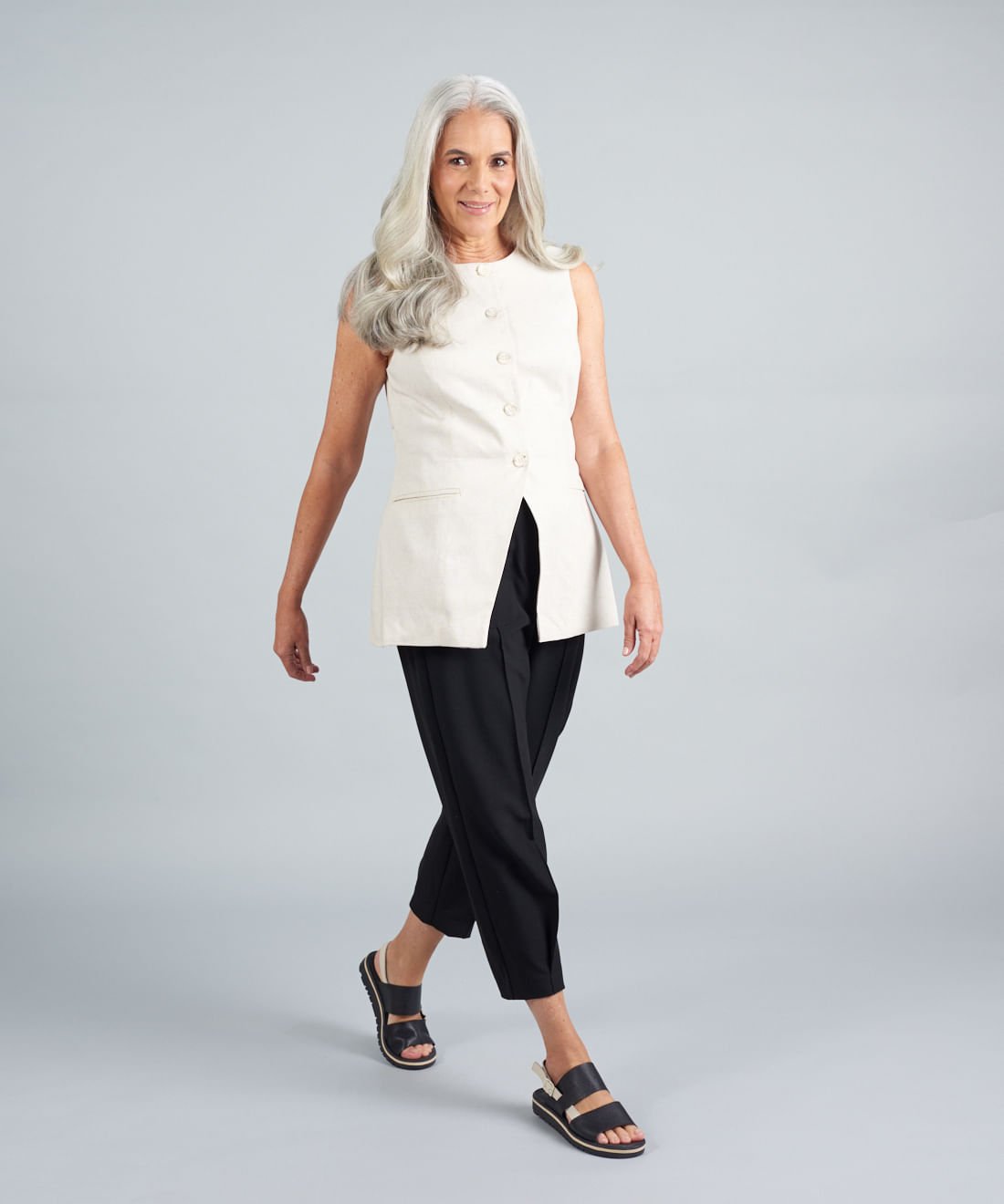 Rasteira Tratorada Manu - Preto Preto/Branco 5