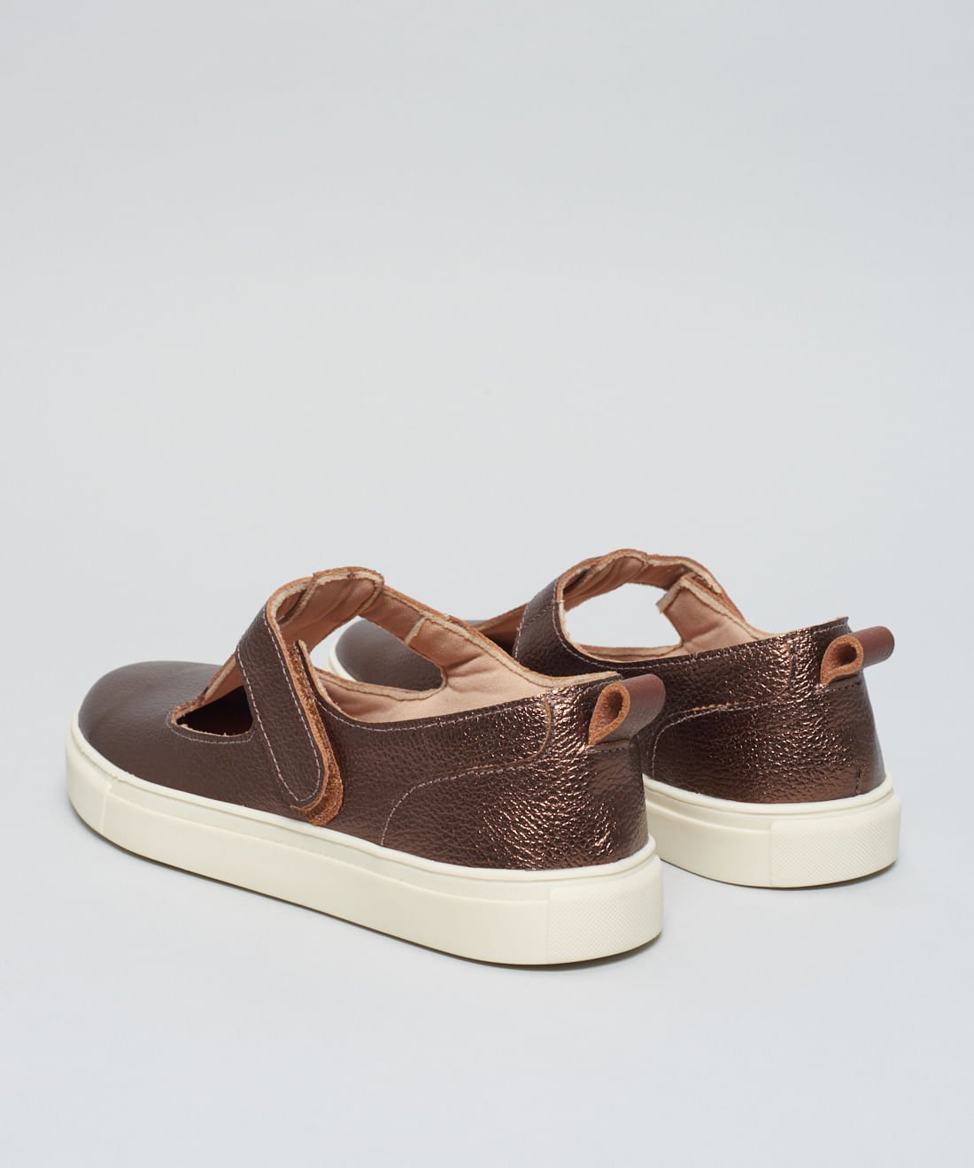 Tenis Couro Vazado Velcro - Bronze Bronze 3