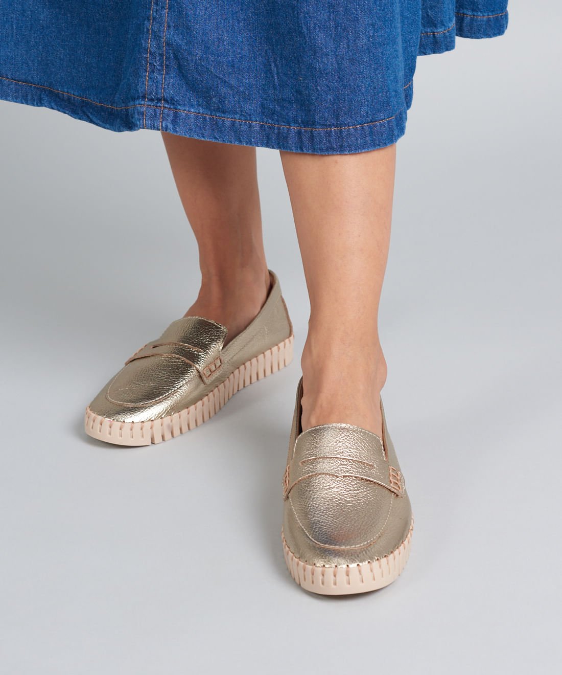 Mocassim Couro Tratorado Seleiro - Prata Velho Prata 5