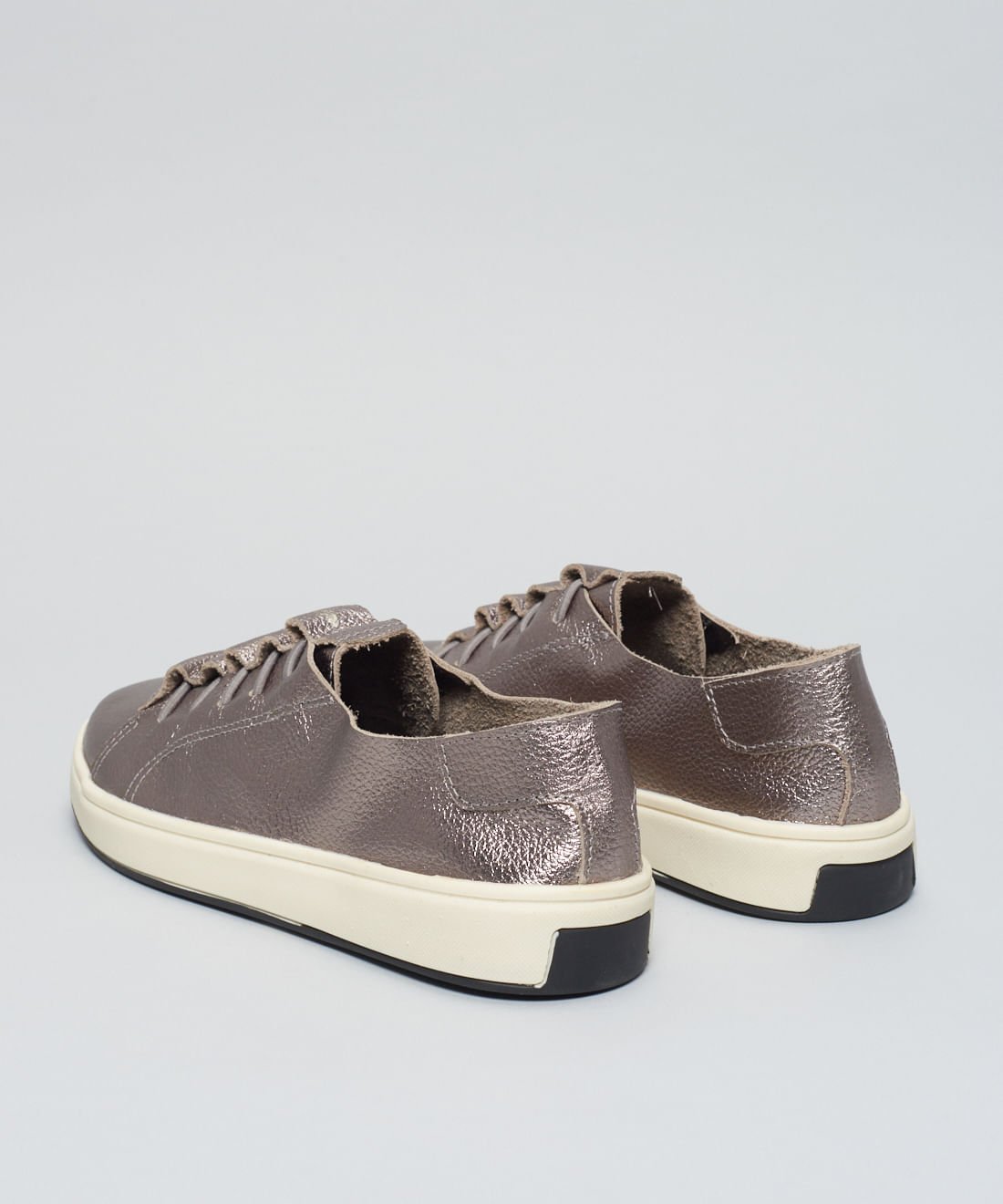 Tenis Couro Casual Elastico - Onix Prata 3