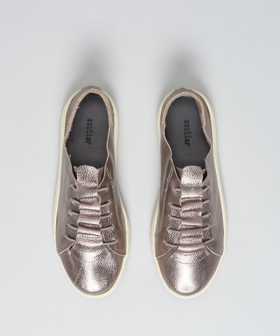 Tenis Couro Casual Elastico - Onix Prata 4