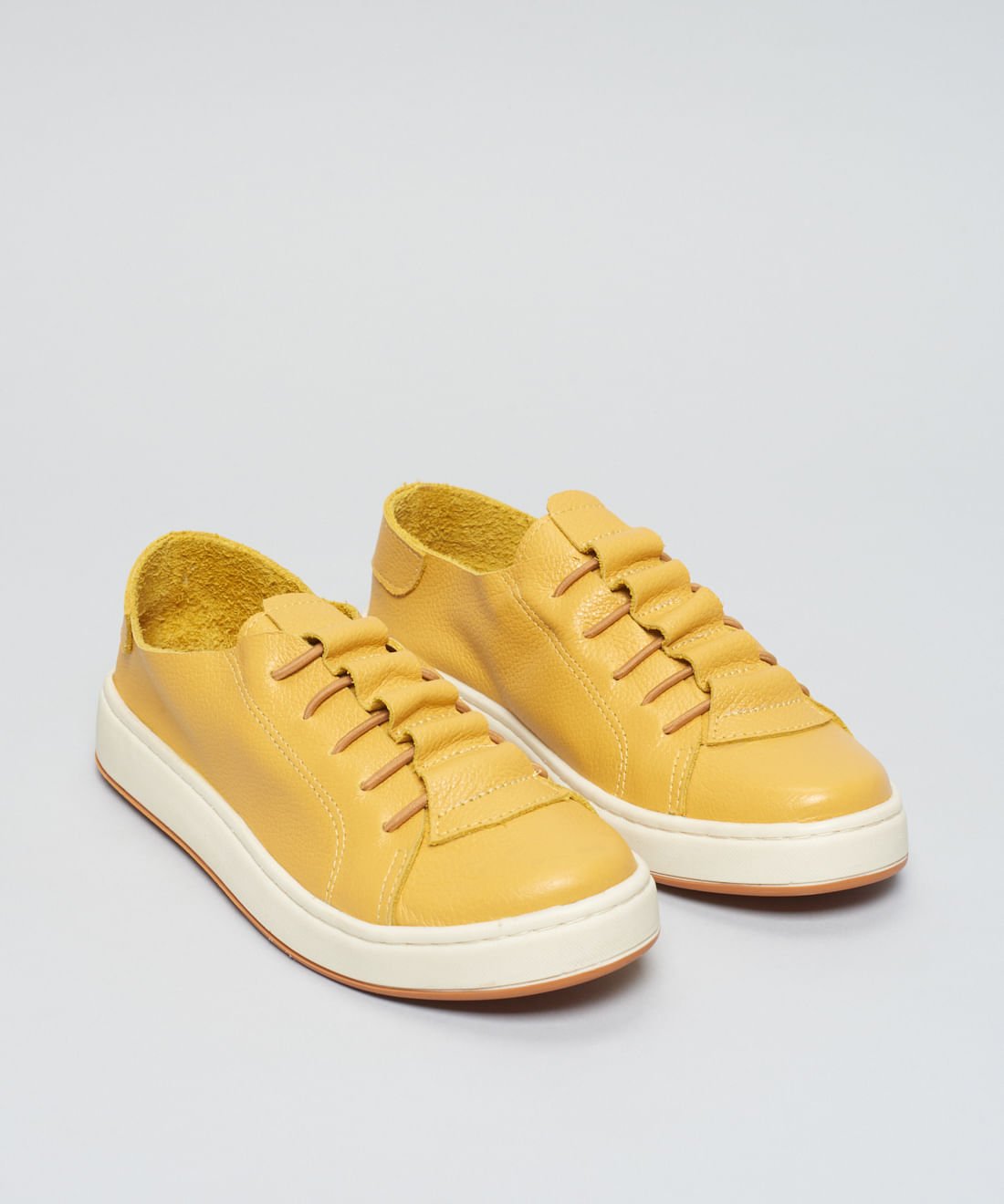 Tenis Couro Casual Elastico - Mostarda Mostarda 2