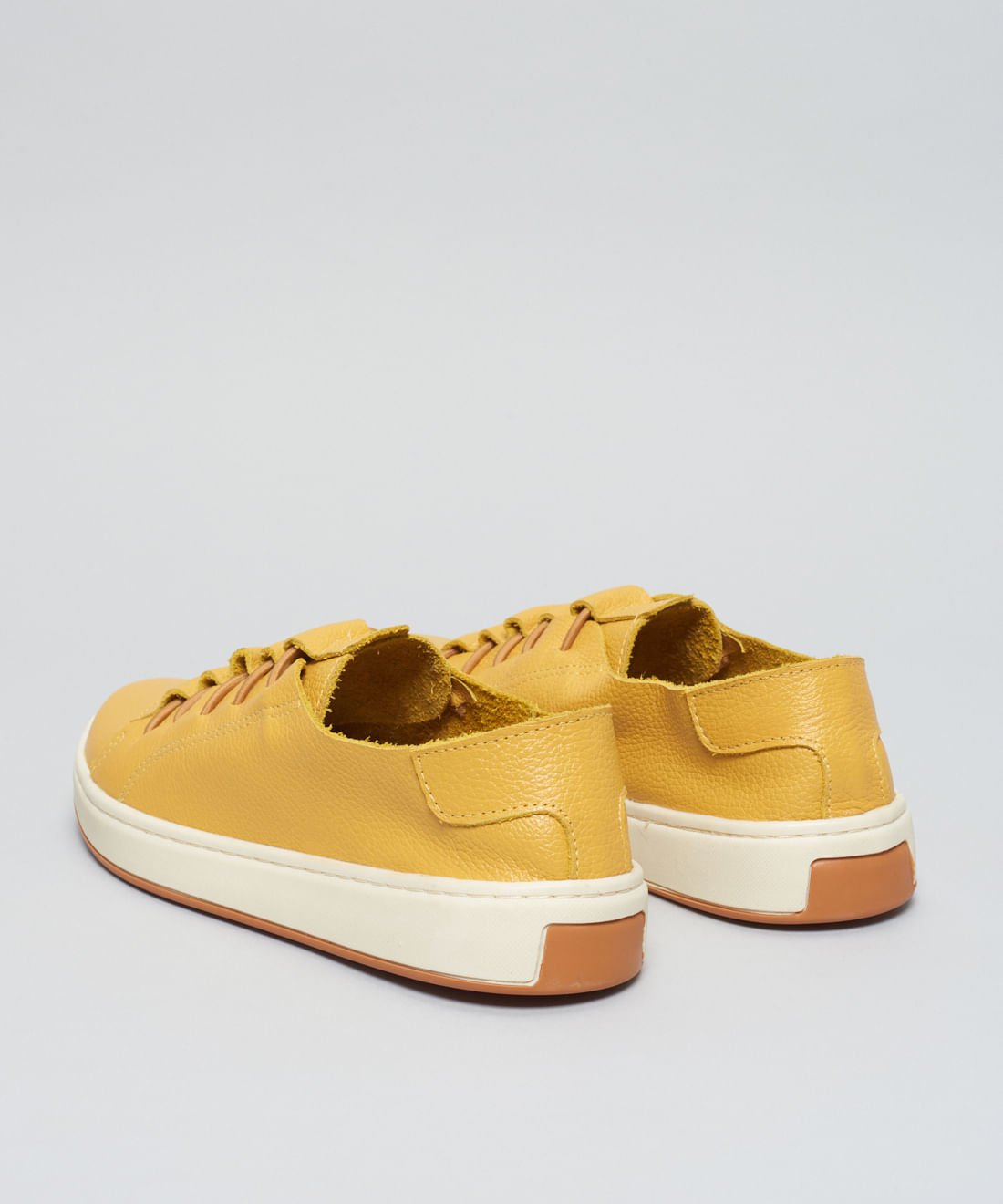 Tenis Couro Casual Elastico - Mostarda Mostarda 3