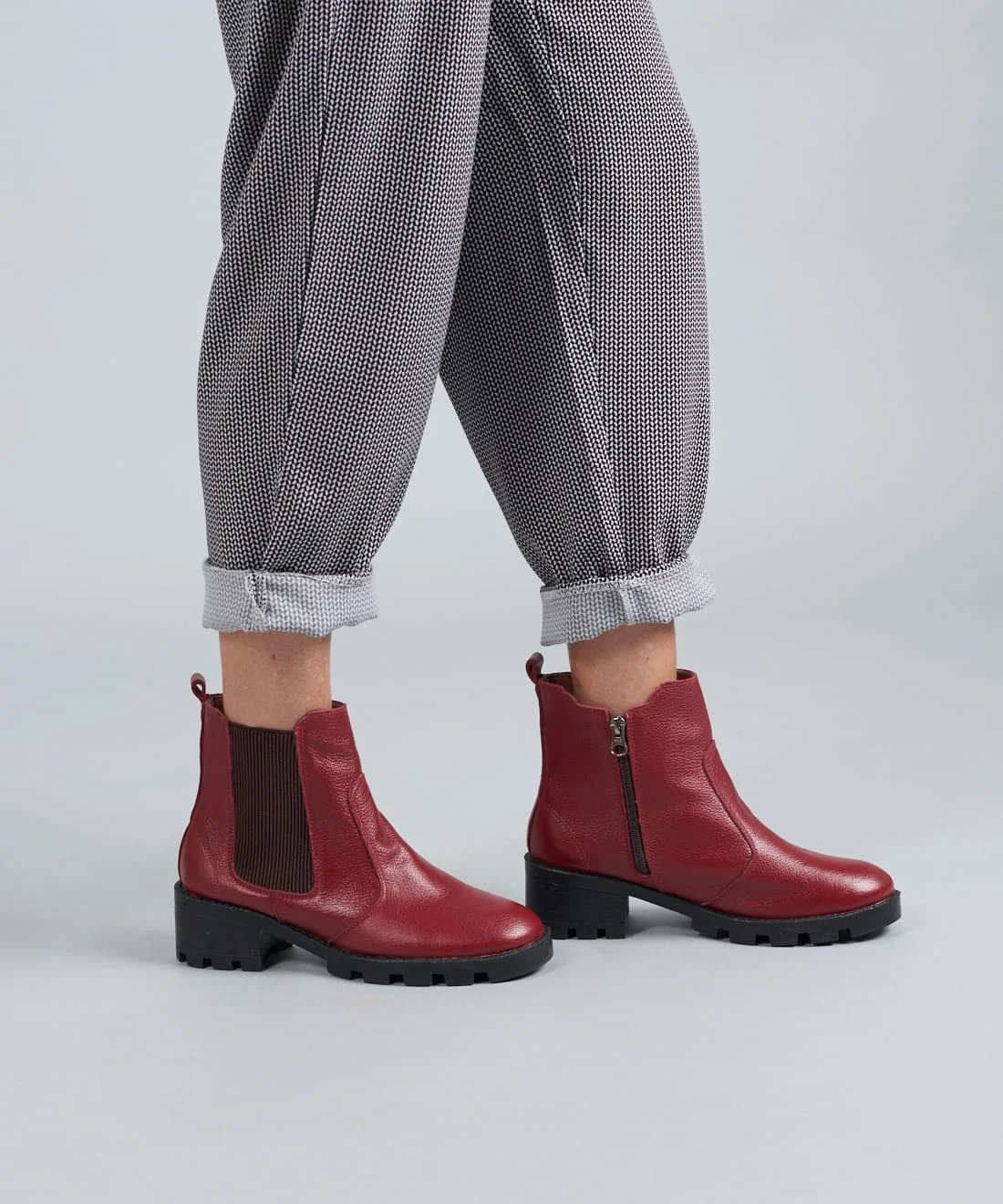 Bota Couro Salto Tratorado - Merlot Merlot 5