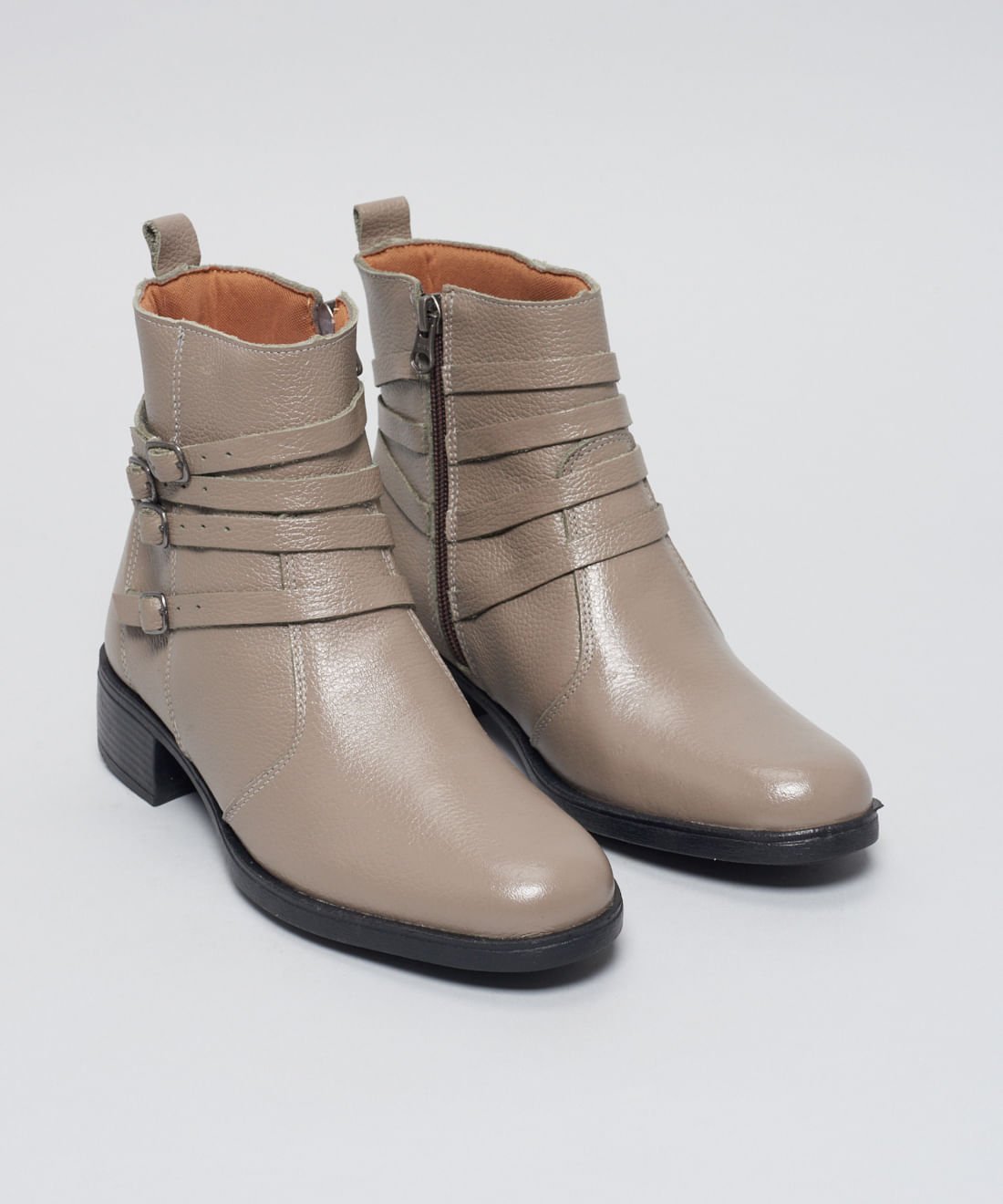 Bota Couro Multi Fivelas - Cinza Cinza 2