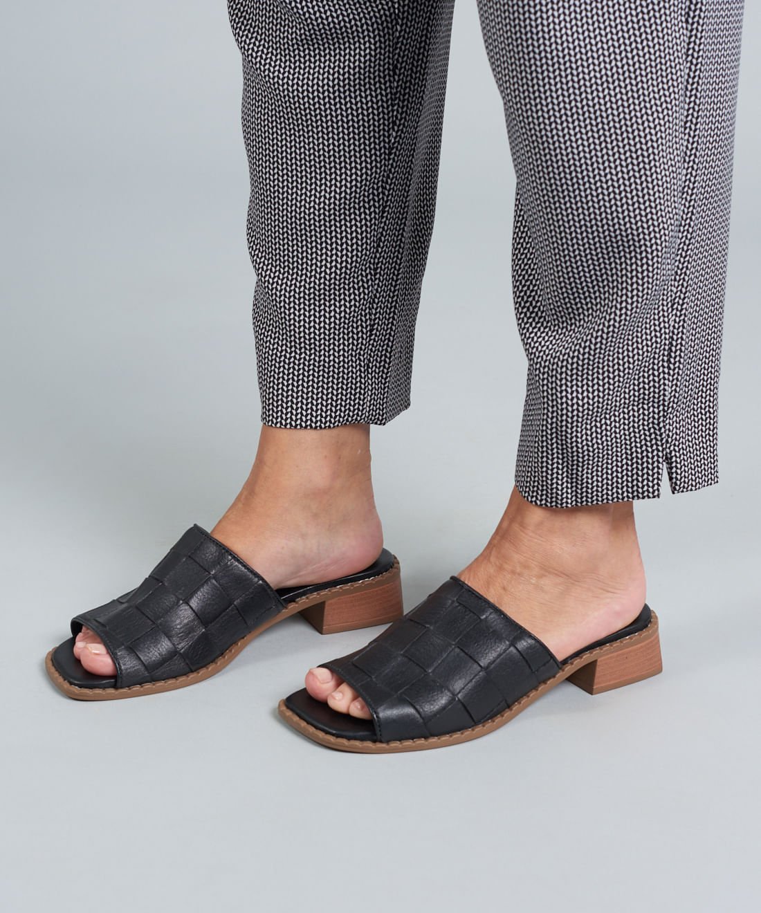 Salto Medio Mule Tresse Soft - Preto Preto 5