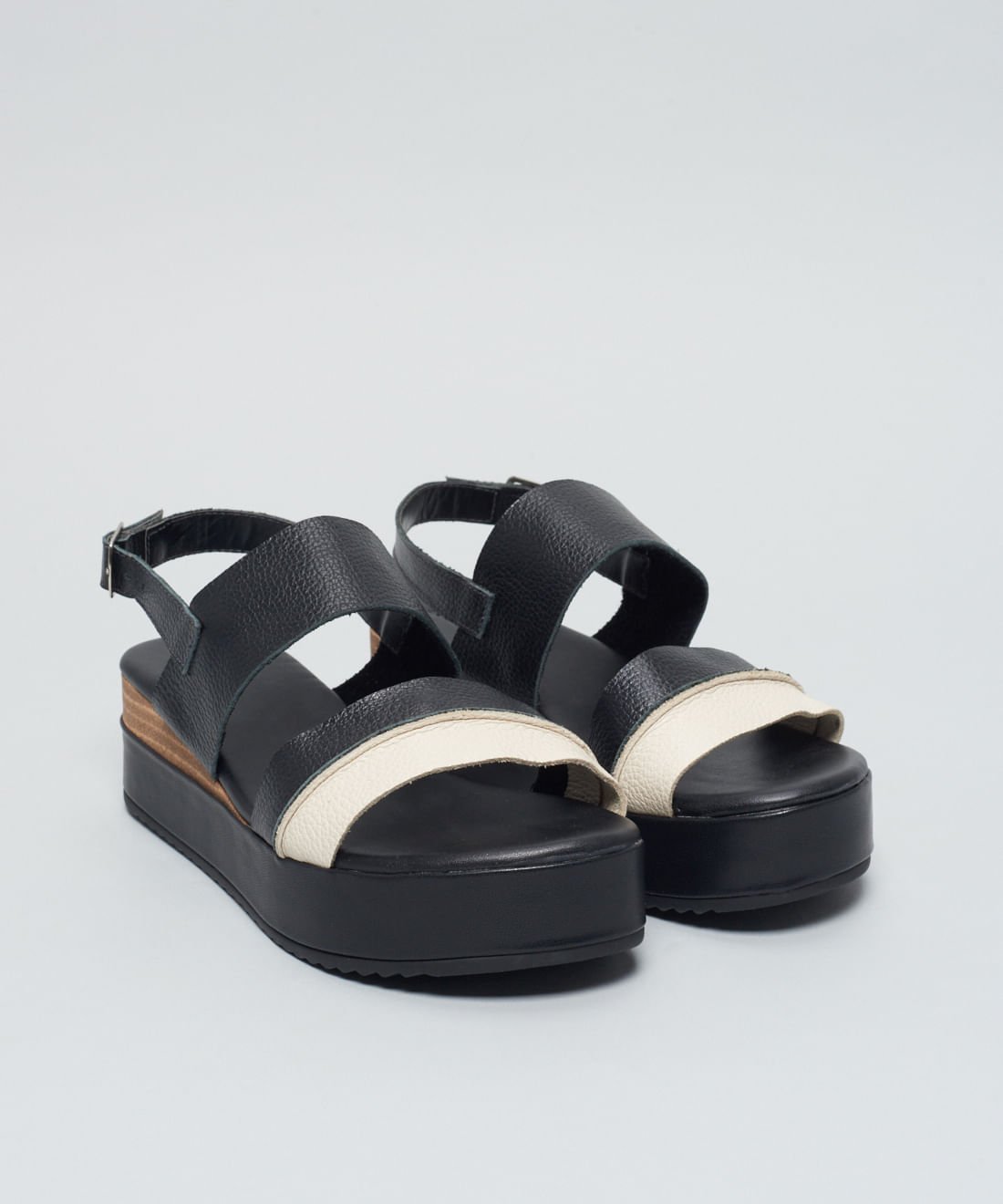 Plataforma Couro Belle - Preto Preto 2