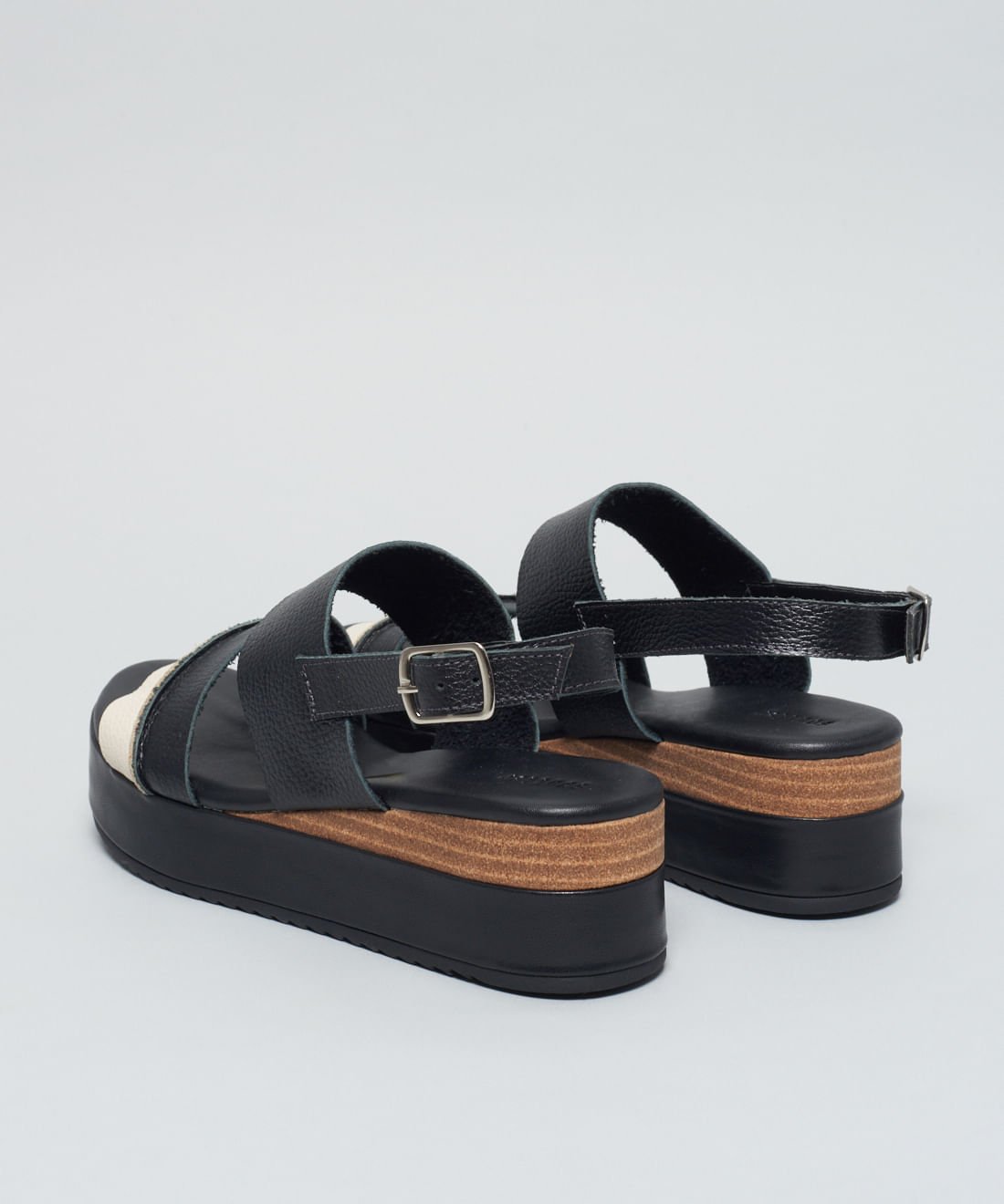 Plataforma Couro Belle - Preto Preto 3