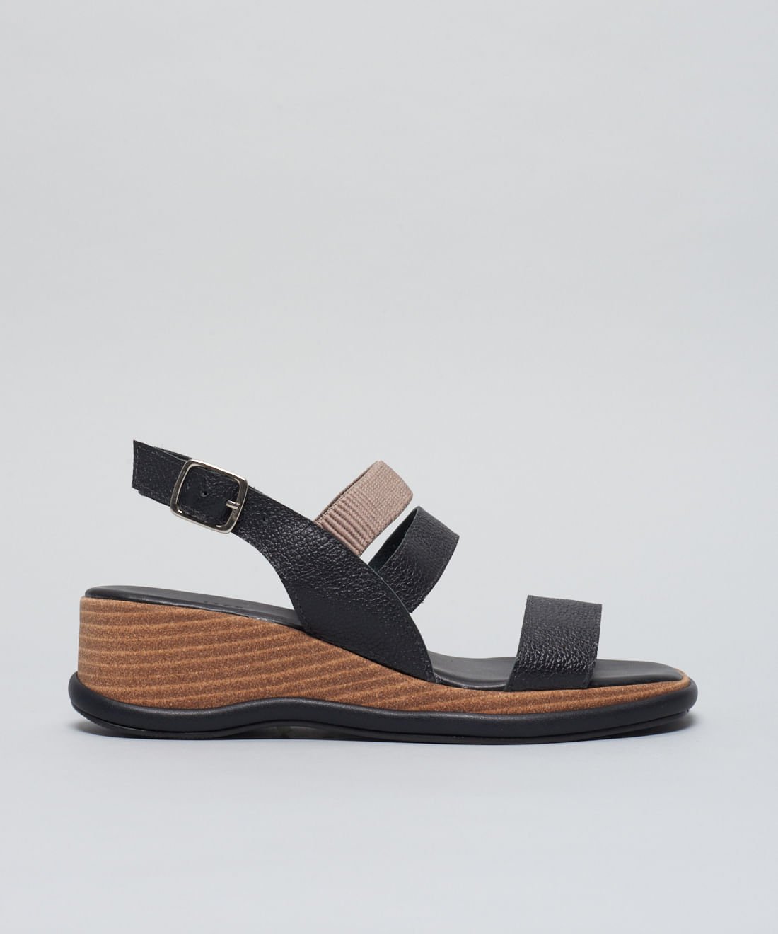 Plataforma Couro Elastico - Preto