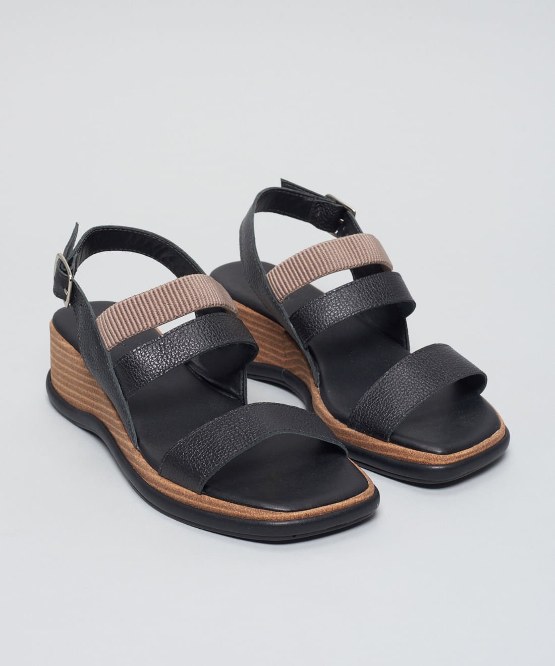 Plataforma Couro Elastico - Preto Preto 2