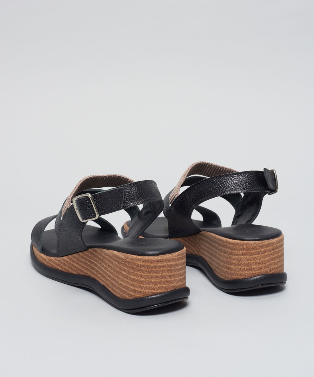 Plataforma Couro Elastico - Preto Preto 3