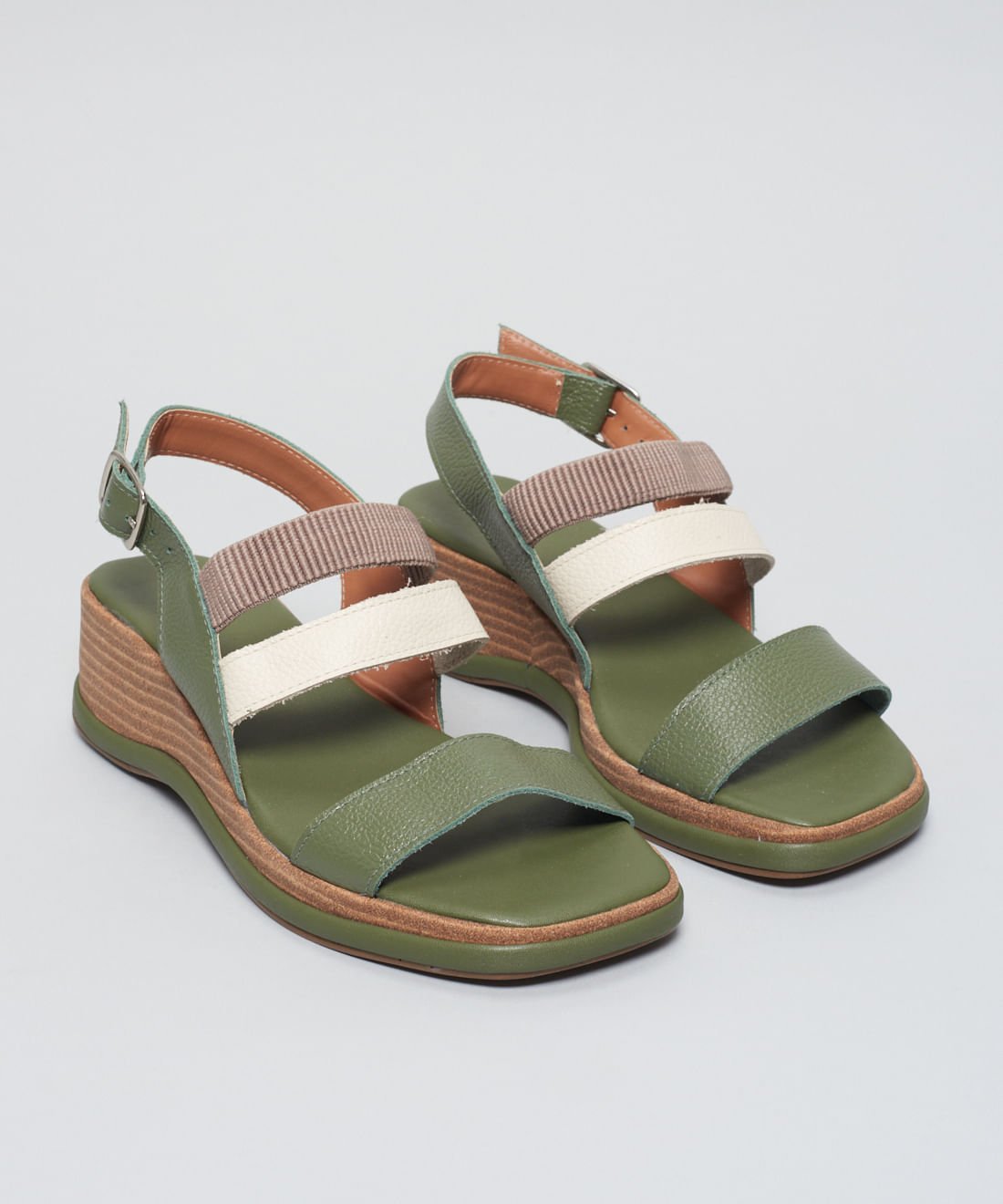 Plataforma Couro Elastico - Verde Militar Verde Militar 2