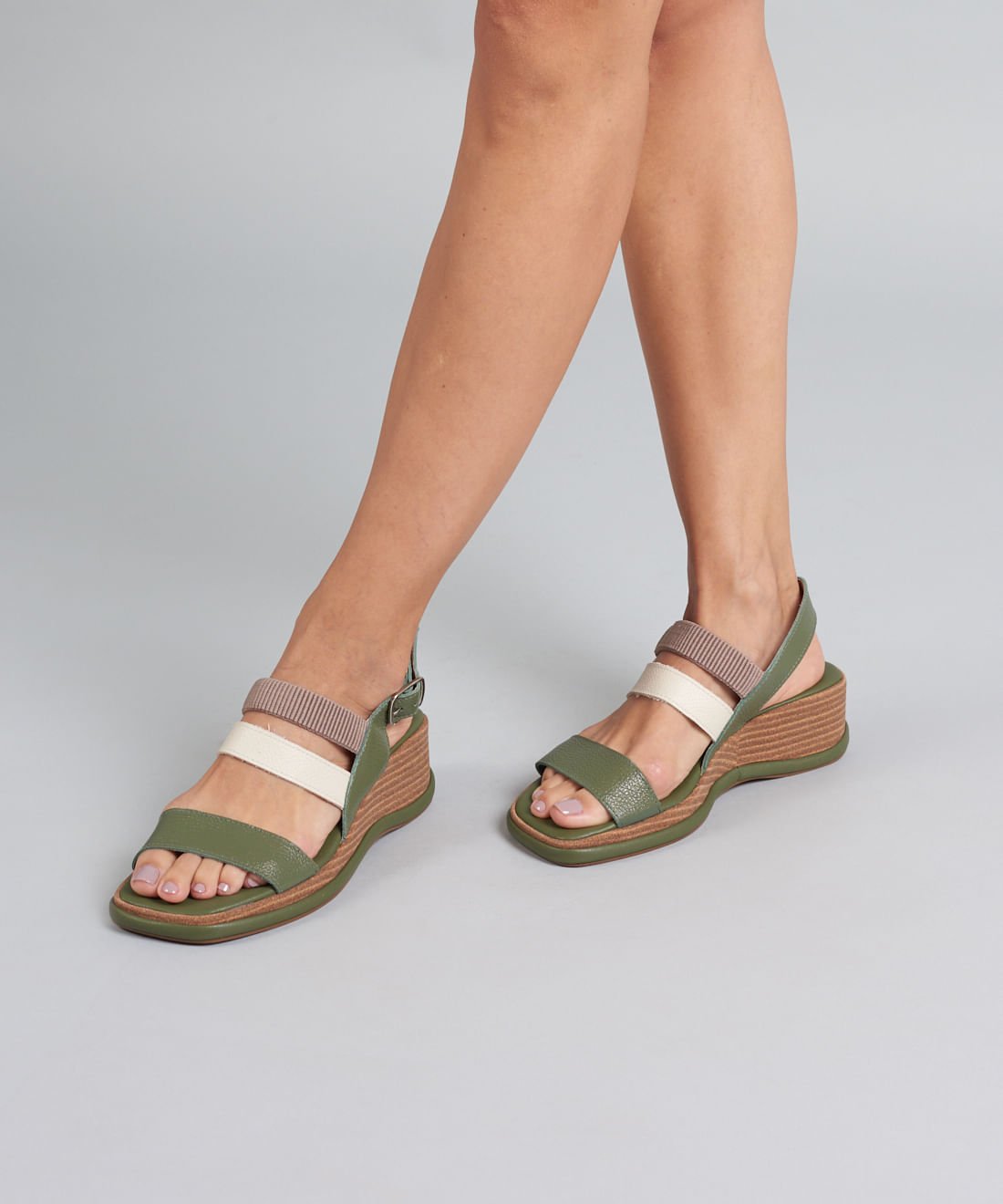 Plataforma Couro Elastico - Verde Militar Verde Militar 5