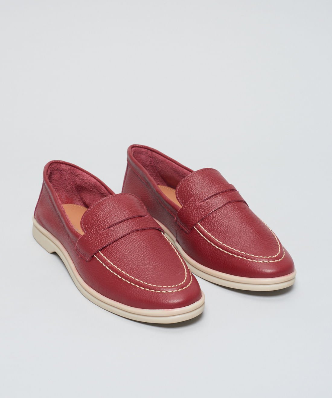 Mocassim Couro Lara - Merlot Vermelho 2