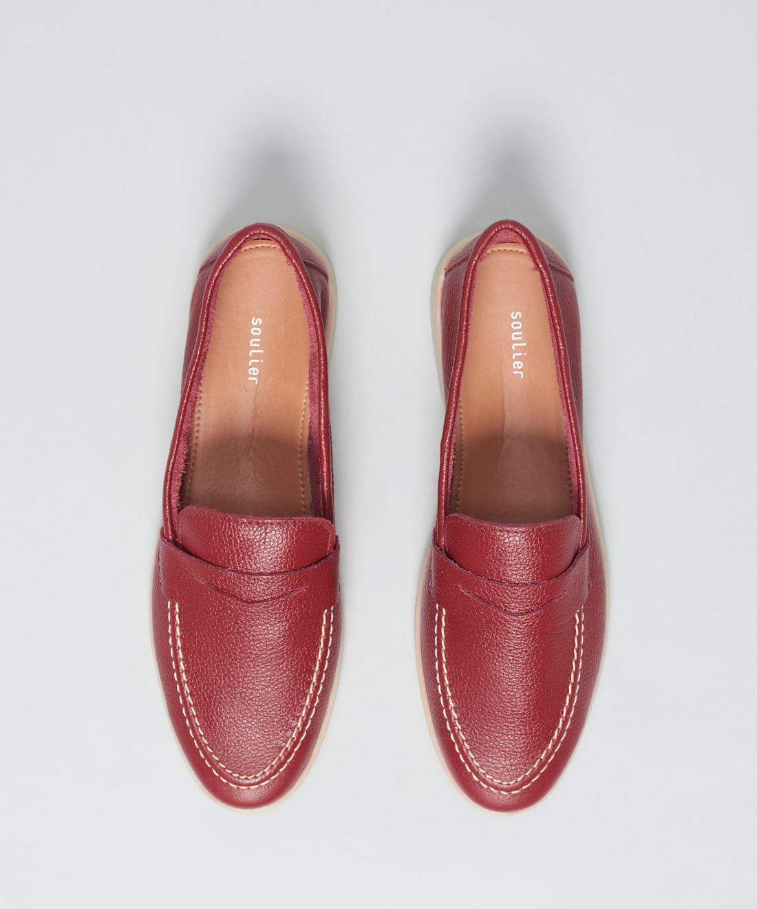 Mocassim Couro Lara - Merlot Vermelho 4